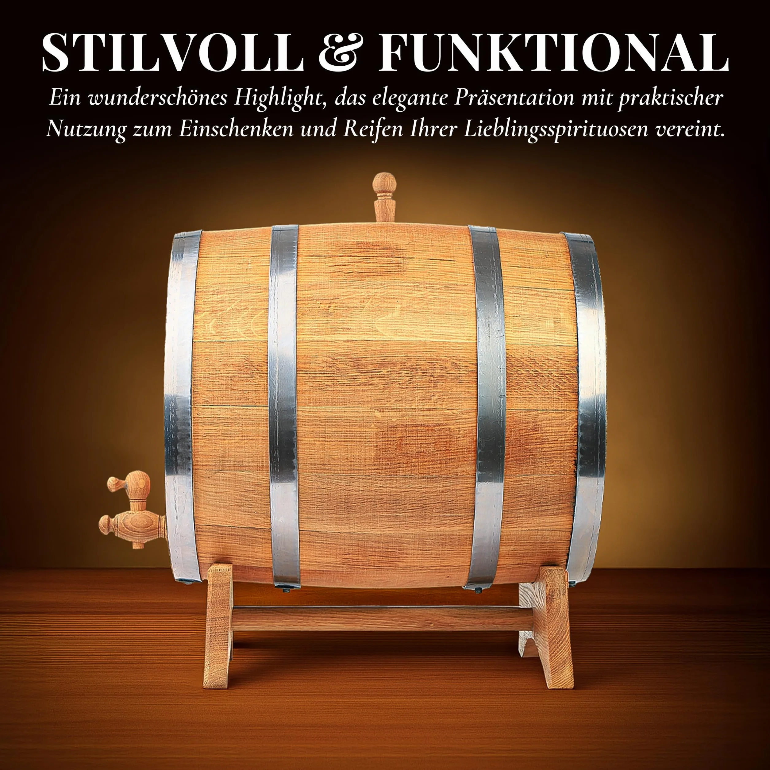 Barril de Madera de Roble Oscuro para Whisky, Vino y Licor - Pequeño y Grande - Carbonizado - 3 Litros