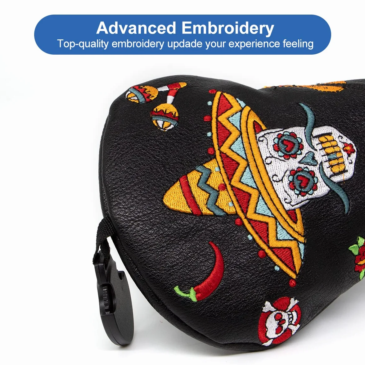 Juego de Fundas para Palos de Golf de Piel con Estampado de Calaveras de azúcar