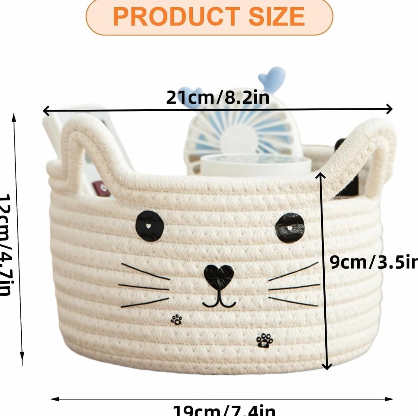 Cesta de Almacenamiento Tejida de Algodón para Gatos, Amarillo