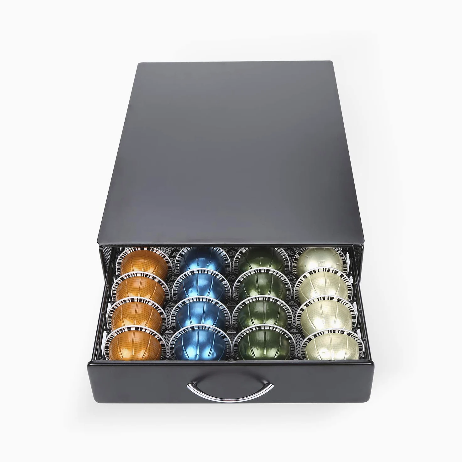 HiveNets Nespresso Vertuoline - Cajón de almacenamiento para cápsulas Vertuo, soporte de café de metal, organizador de cápsulas de varios sabores, capacidad de 40 unidades