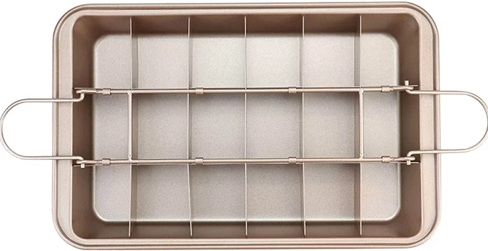 Moldes cuadrados para tartas de acero inoxidable con separadores extraíbles, aptos para horno de cocina