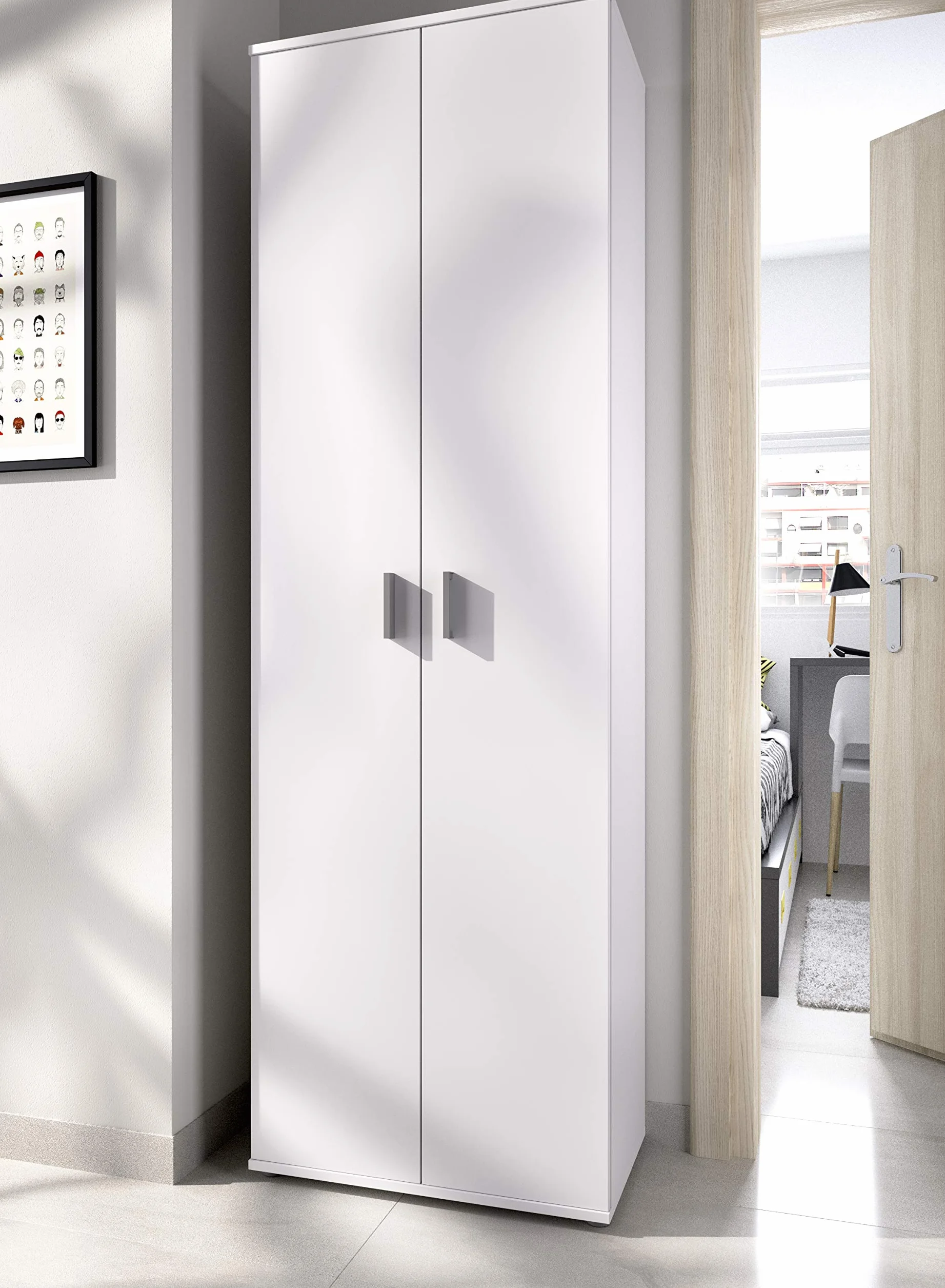 DEKIT GRUPO RIMOBEL Armario Multiusos 6 estantes, Madera de ingeniería, Blanco, 61x190x35cm