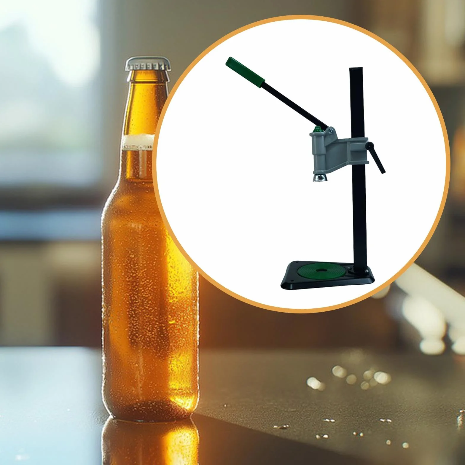 Tapadora Manual de Botellas de Cerveza, Estable para Botellas de Vidrio de, de Acero Inoxidable.