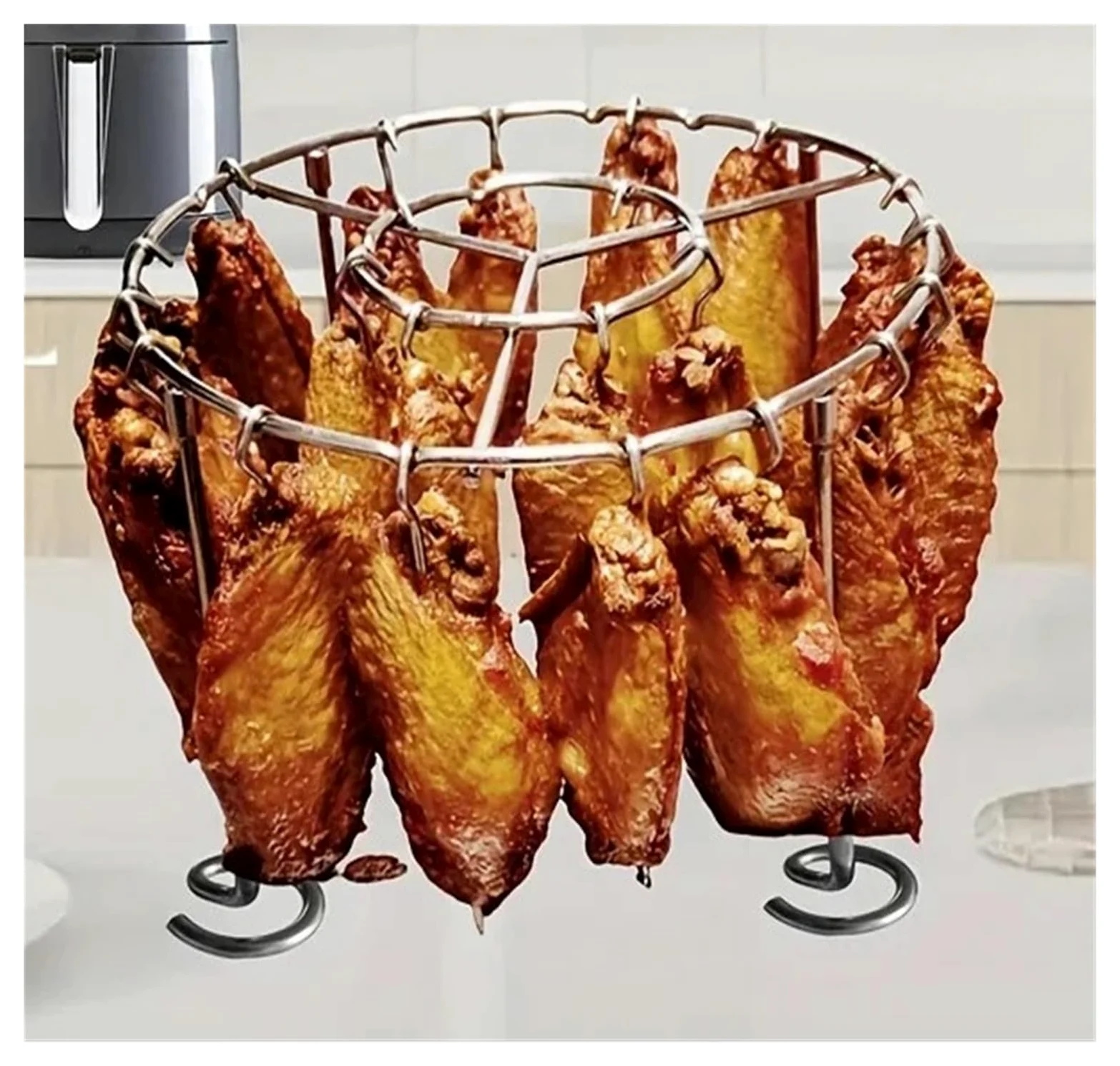 Genérico Parrilla Vertical de Acero Inoxidable for freidora de Aire | 23 brochetas, for 3,2-5,5 cuartos, multiusos, duraderas