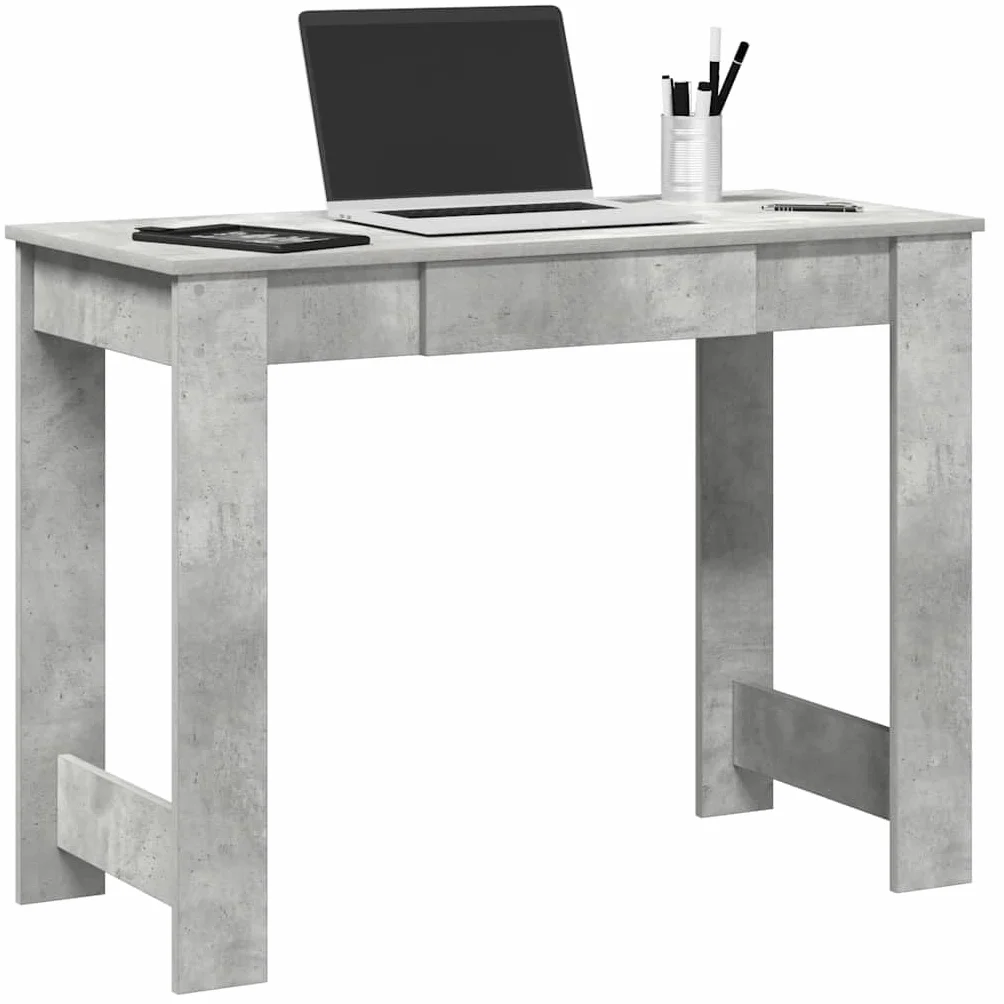Escritorio de madera gris hormigón, 100 x 45 x 75 cm, escritorio para ordenador, estudio, oficina en casa, con amplia superficie de trabajo y espacio de almacenamiento para muebles de oficina