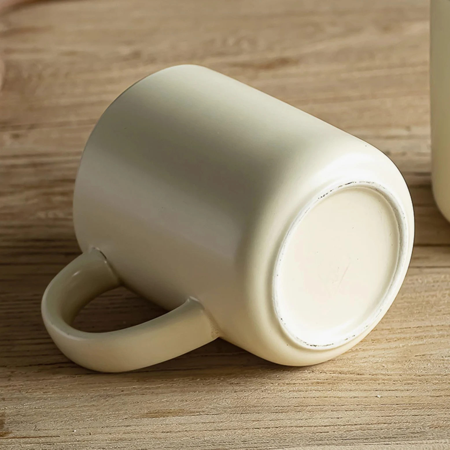 Taza de cerámica ondulada para el hogar, 450 ml, para el desayuno, color beige, 450 ml