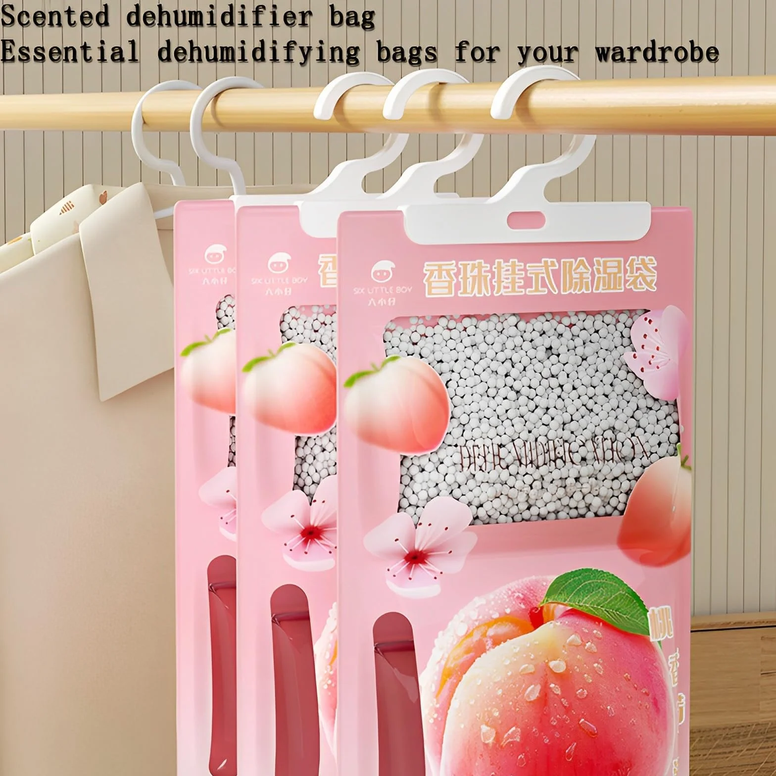 5 Piezas x 100 g Bolsas Antihumedad con fragancia, Deshumidificadores Armarios, Absorbentes de humedad para Colgar, Eliminar la Humedad para Armarios, Cuartos de Lavado, Eliminar Olores Desagradables