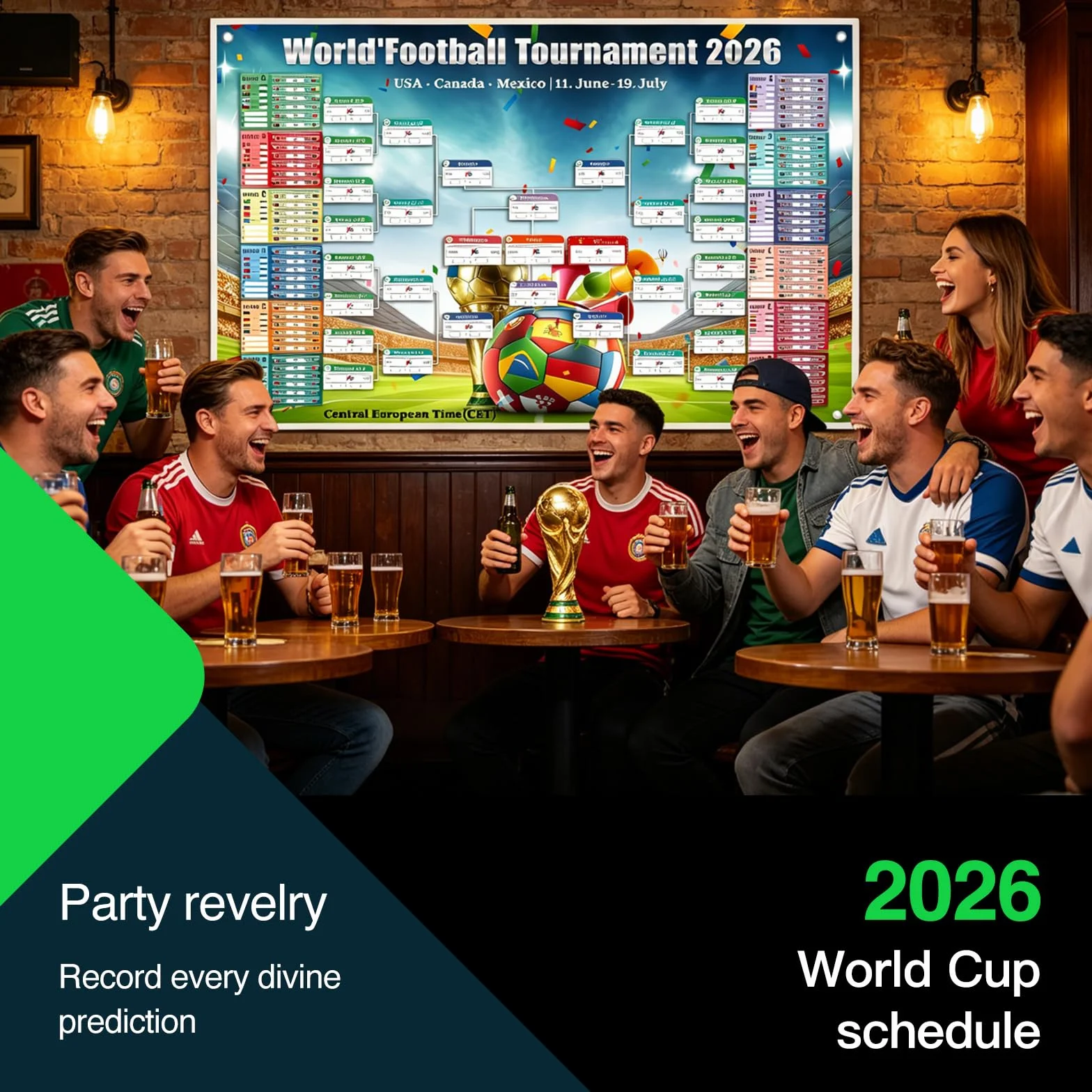 Calendario Mundial Futbol 2026 Poster Copa del Mundo 95x75cm 150x100cm