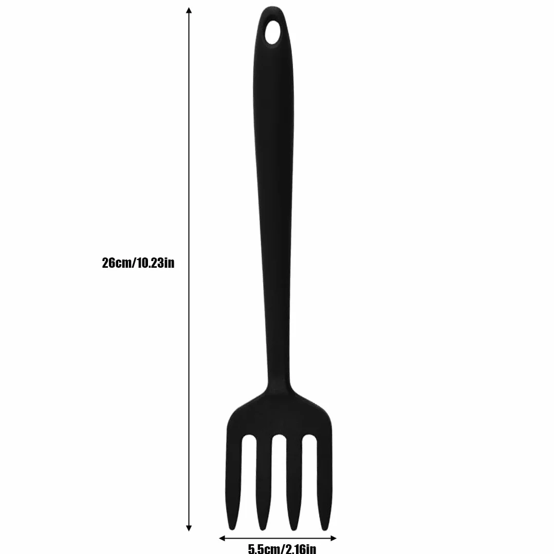 1 Pieza Tenedor Multifuncional Antiadherente de Silicona Resistente al Calor, Tenedor de Cocina para Cocina, Utensilios de Cocina Apto para Uso Alimentario Utensilio de Cocina (26cm/Negro