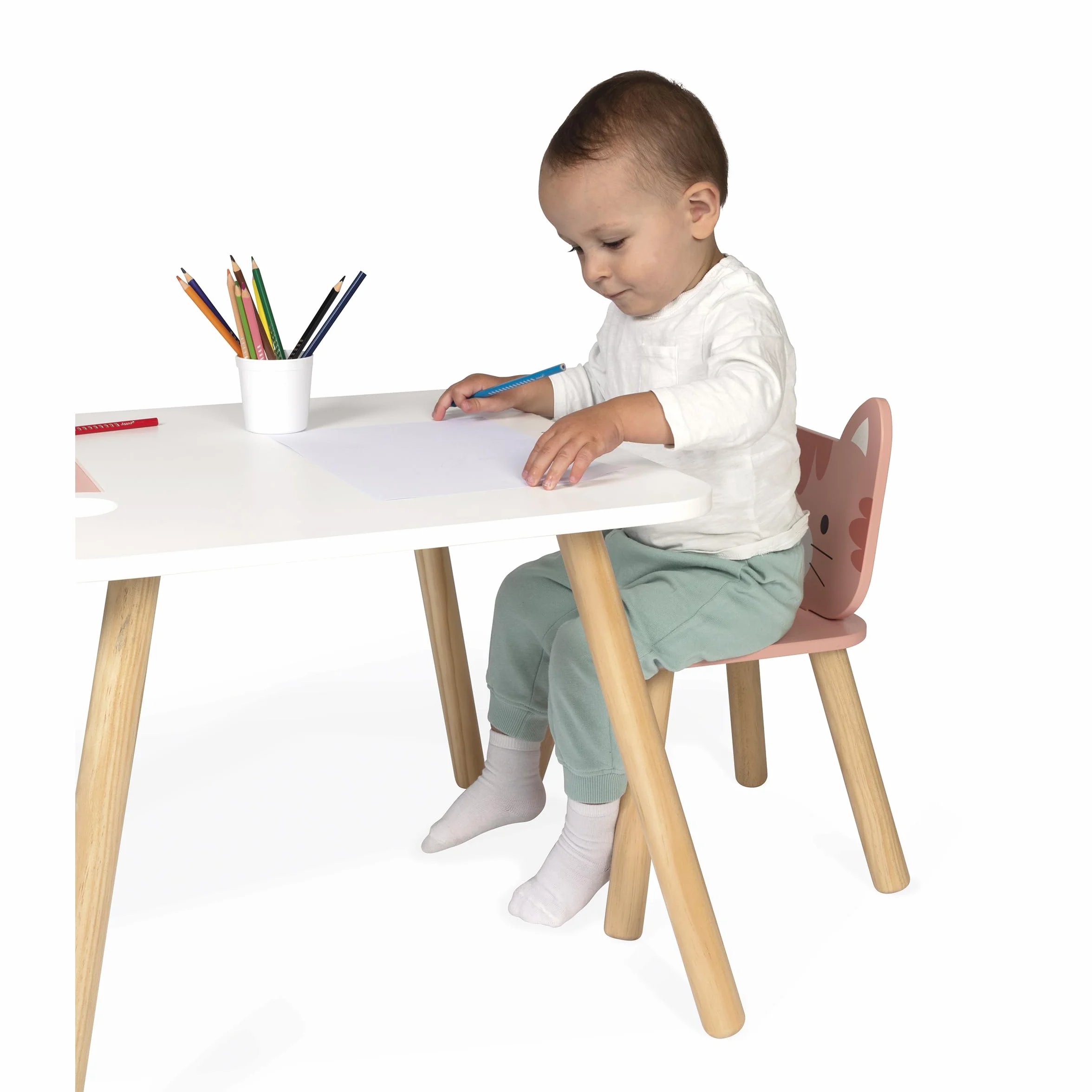 Janod Silla Infantil de Madera para Niños 32x32x47 cm 18 Meses Gato