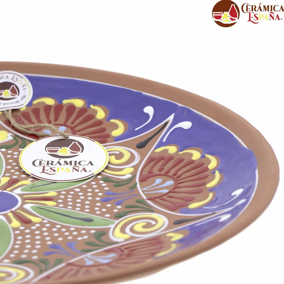 CERÁMICA ESPAÑA Plato decorativo pared Modelo D30 28x28x4.5 cm Hecho a mano