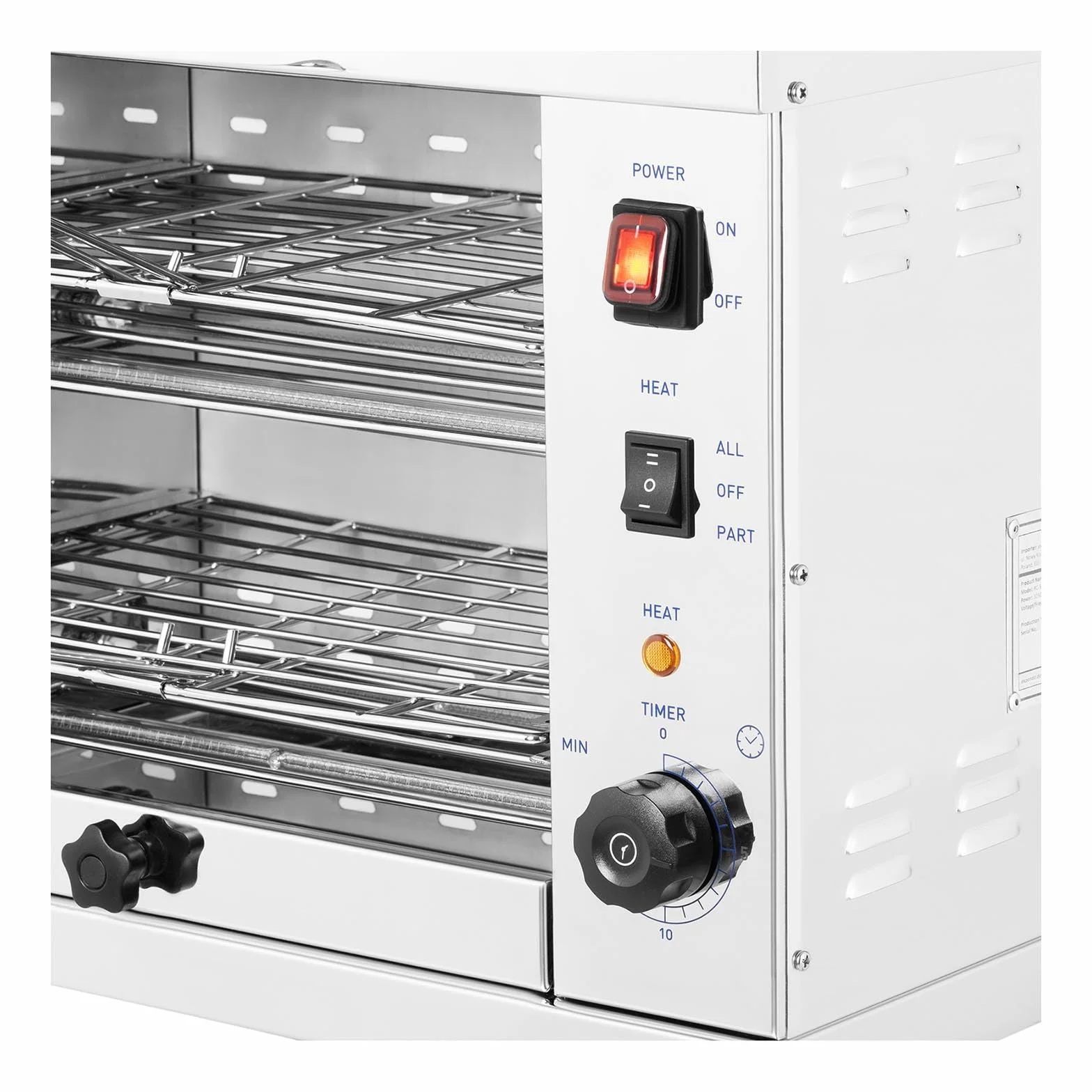 Royal Catering Horno Salamandra para Hostelería Tostador RC-SGI01 (Potencia: 3200 W, Con dos rejillas, Acero inoxidable)