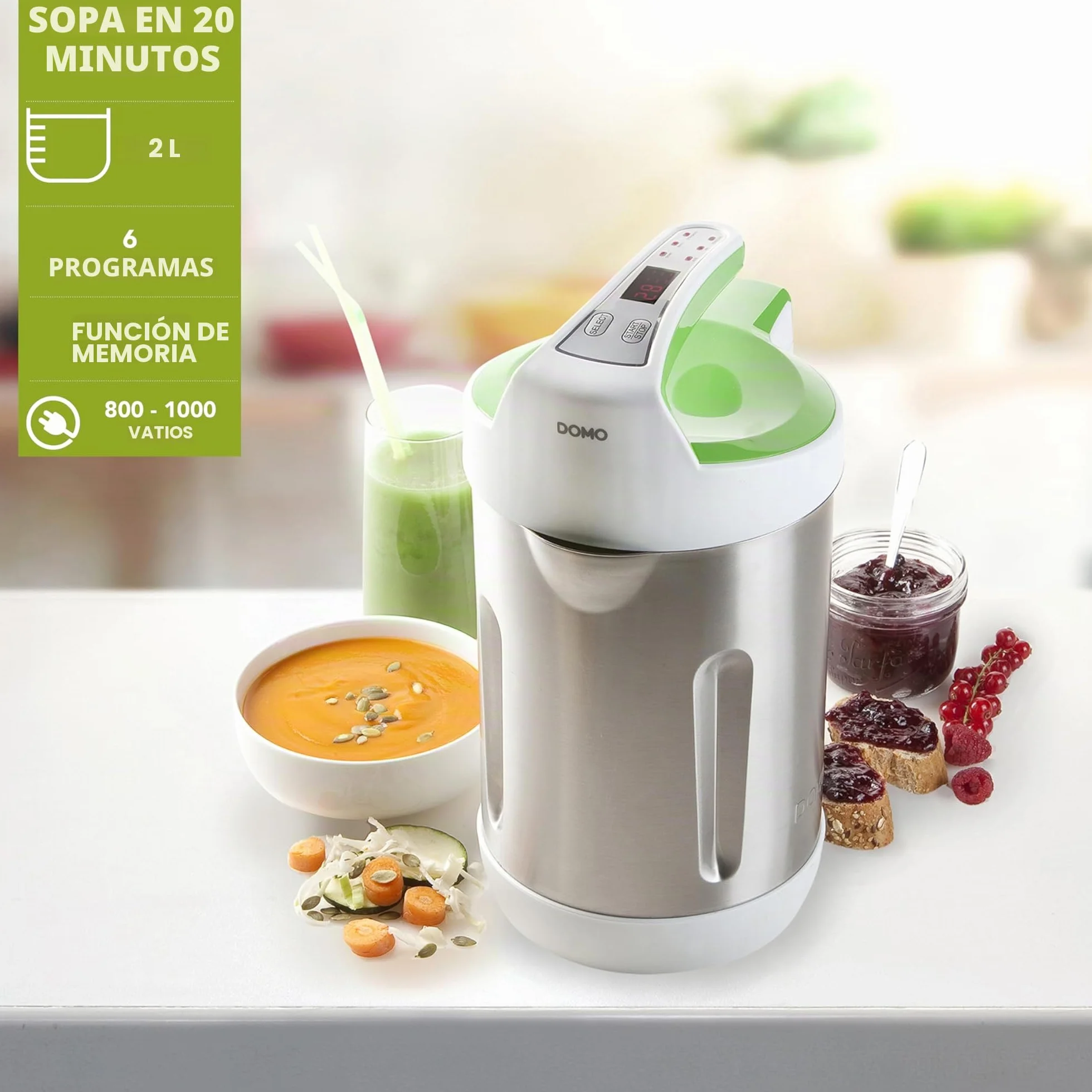 Domo DO705BL licuadora y máquina para hacer sopa 2 L - Licuadora y máquina para hacer sopa
