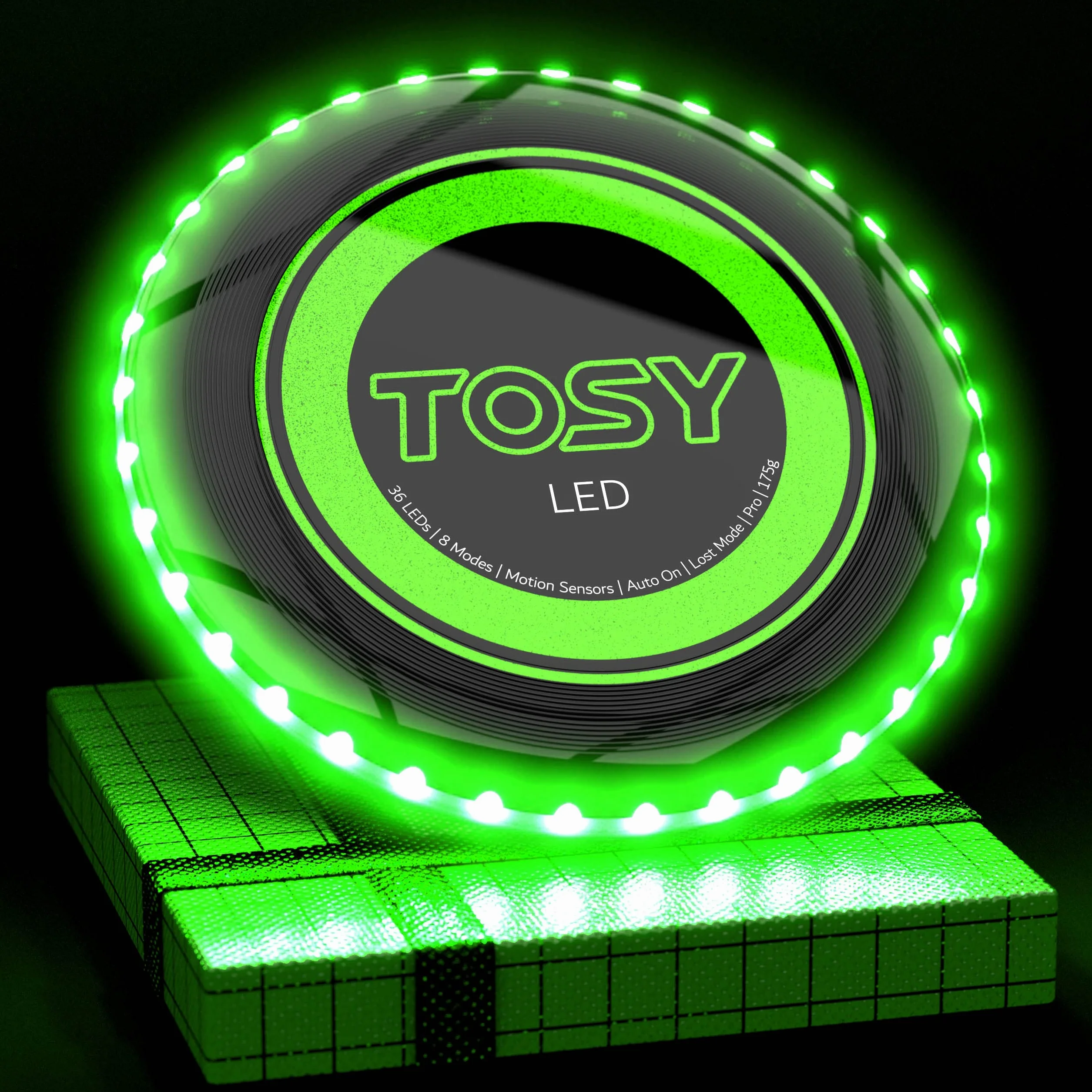 TOSY Flying Disc 36 Leds Recargable Iluminación automática Modos Inteligentes Frisbee 175 g