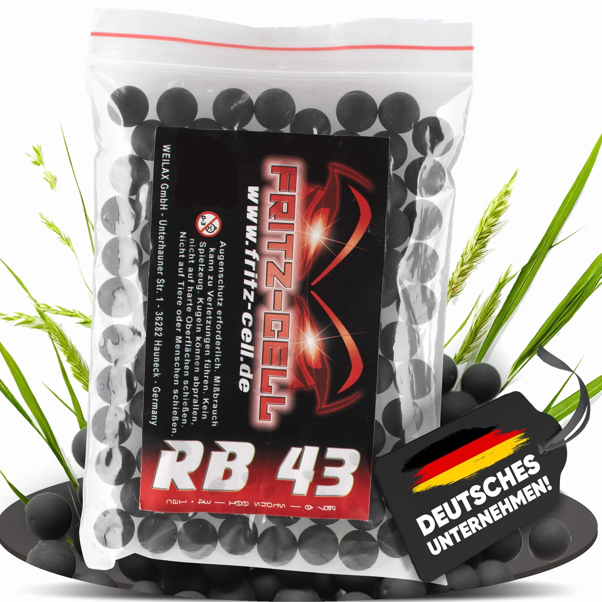 Fritz-Cell 100 bolas de goma Cal.43 compatibles con T4E RAM