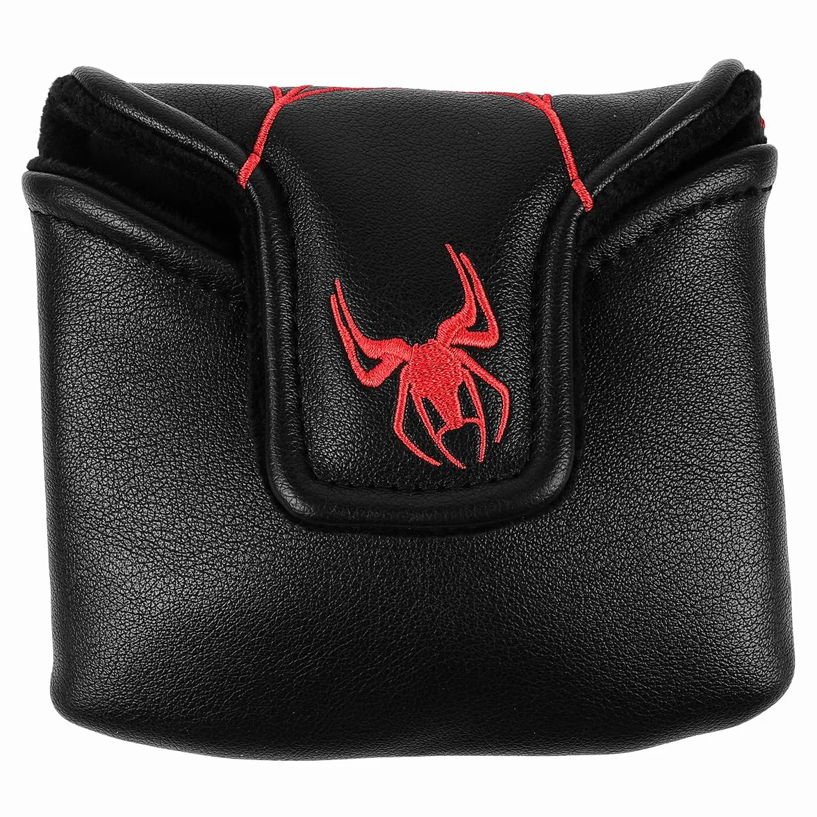 Funda para cabeza de palo de golf, bordado de araña negra y roja, magnética, poliuretano, 12 x 13 cm