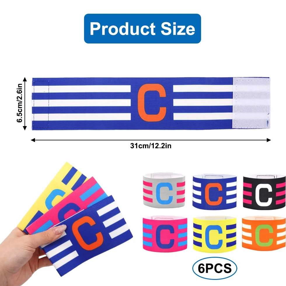 Brazalete de Capitán de Fútbol Multicolor, Banda Elástica Ajustable para Jóvenes y Adultos