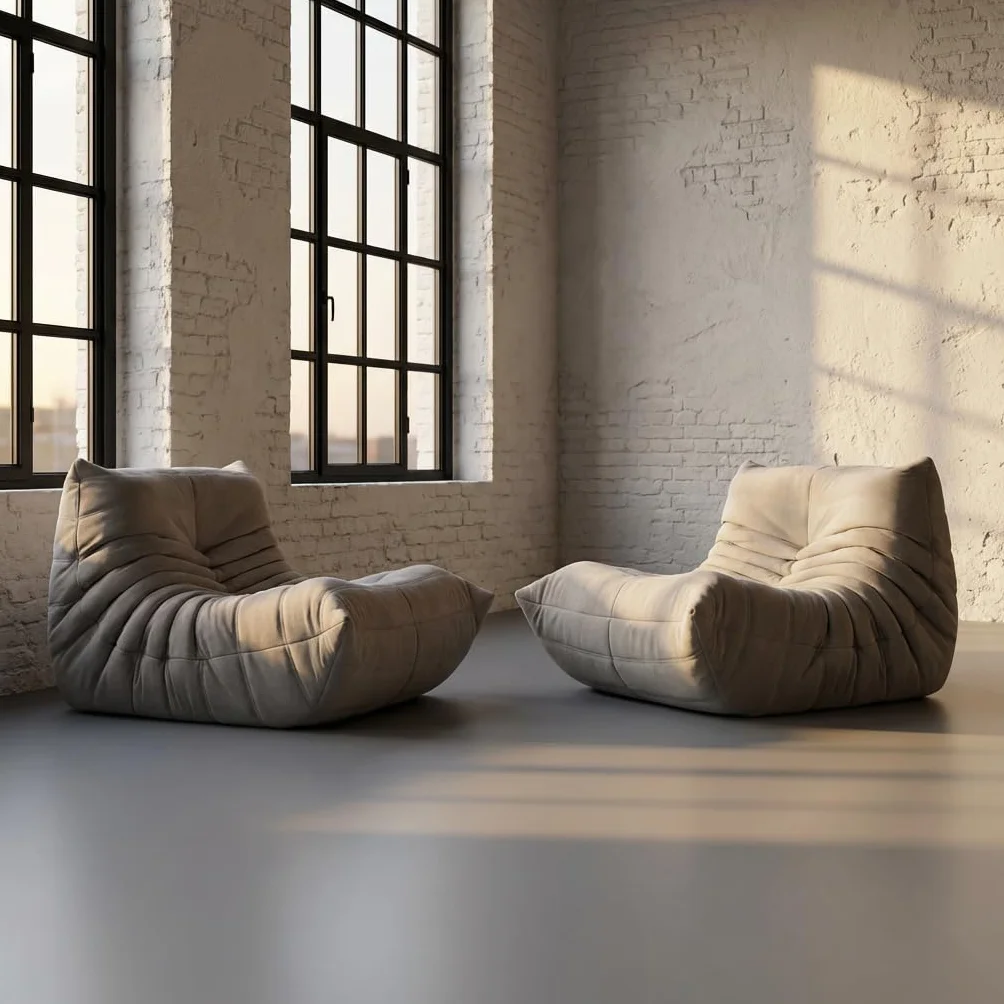 Aiire Puff Salon de Lujo Vintage - Sillón de Diseño Francés en Tejido Premium Antimanchas - Sofa Puf Gigante con Relleno Incluido - Bean Bag Chair XXL Moderno - Diseñado en España
