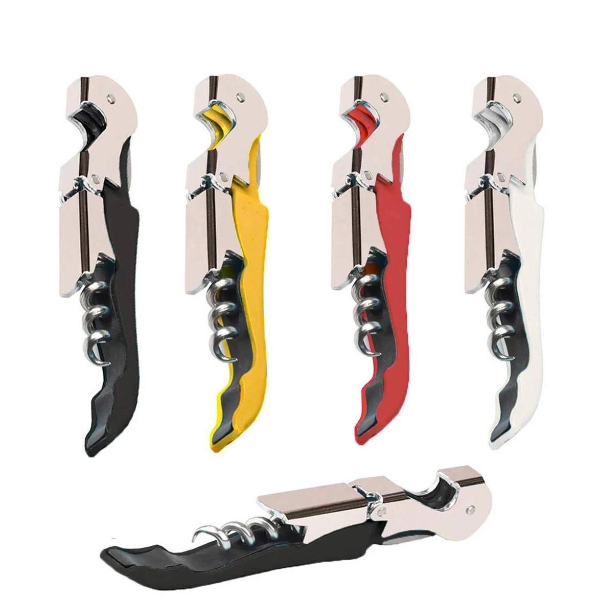 Juego de abridores de vino profesionales (4 unidades), mejorado con bisagras de acero inoxidable resistente, llave de vino para camareros de restaurante, sommelier, camareros
