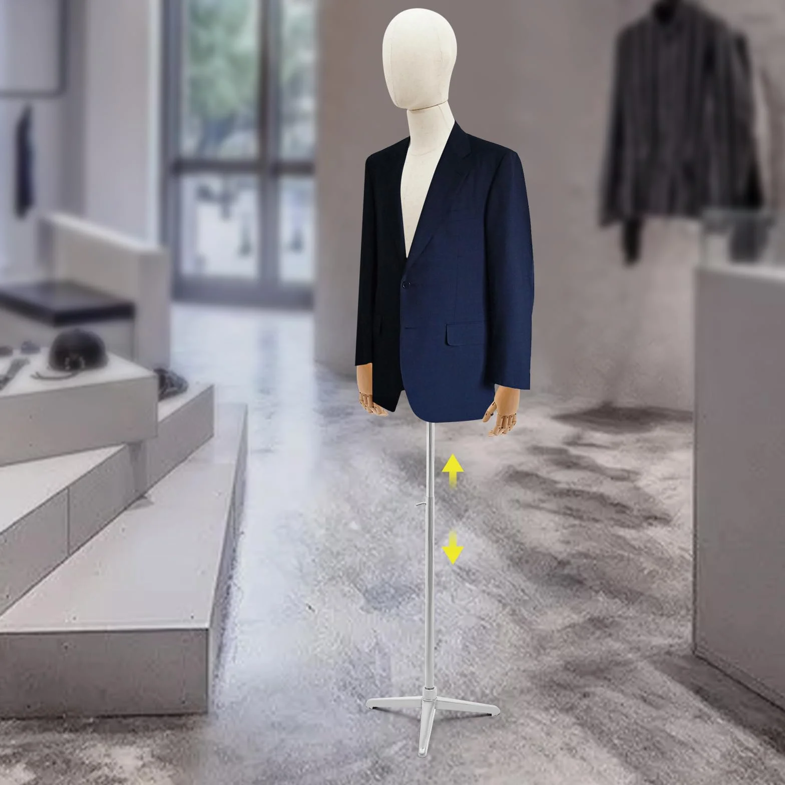 Maniquí Hombre Maniquies de Hombre con Brazos Busto Masculino Lino Maniquie para Ropa Articulado Flexible Silueta Masculina Escaparate Base Trípode Plateada Altura Regulable 134,6-193cm