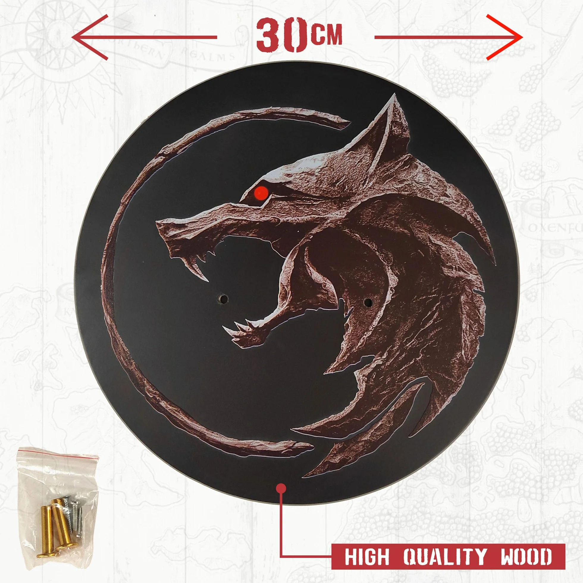 Witcher Geralt von Riva Expositor de pared redondo de madera para espada de plata y acero, soporte decorativo para coleccionistas