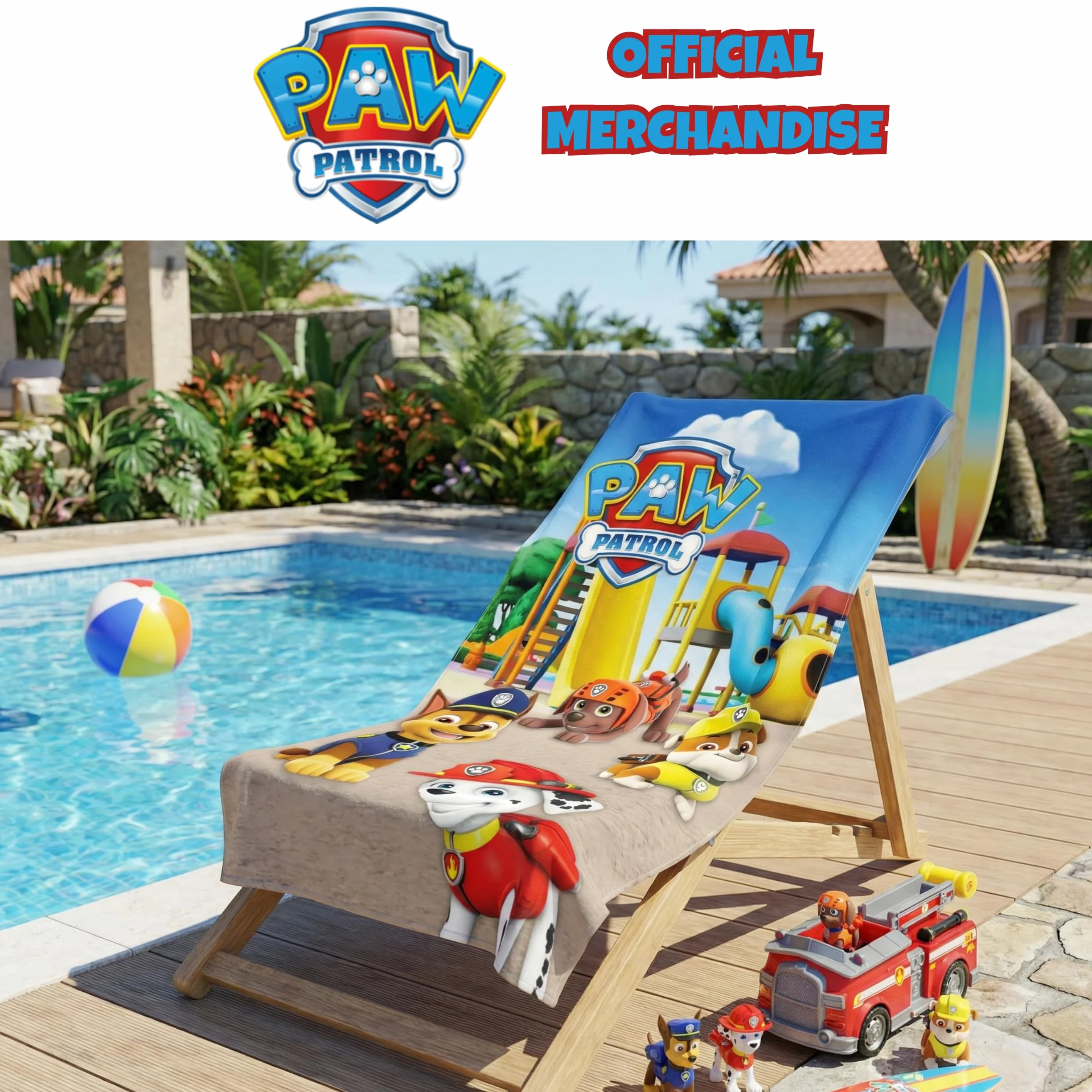 BrandMac Toalla de playa y baño de la Patrulla Canina de 70 x 140 cm, 100 % algodón, suave y absorbente, toalla de baño y natación para niños, toalla oficial de la Patrulla Canina, ideal para playa
