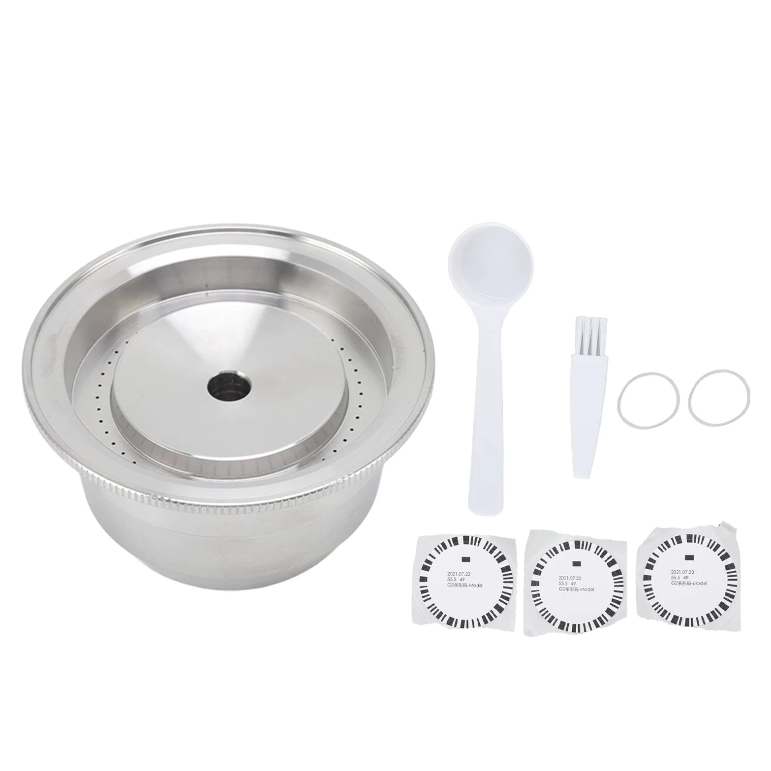 Taza filtro reutilizable para cápsulas de café, de acero inoxidable; cápsula de café reutilizable para máquinas ; extracción a alta presión con junta de