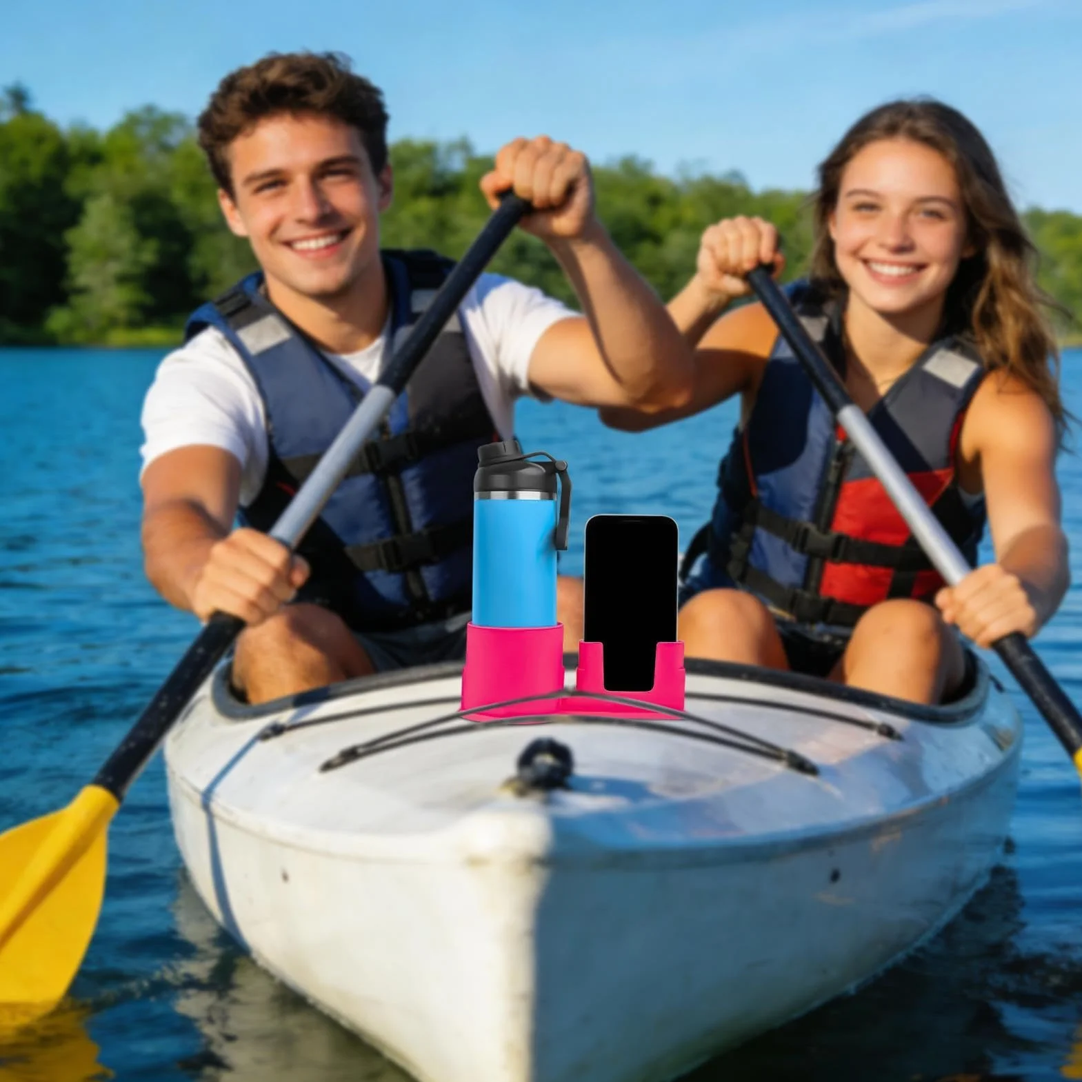 Portavasos Paddleboard Giratorio Antideslizante Universal 2 en 1, Soporte de Móvil para Canoa Paddle Surf
