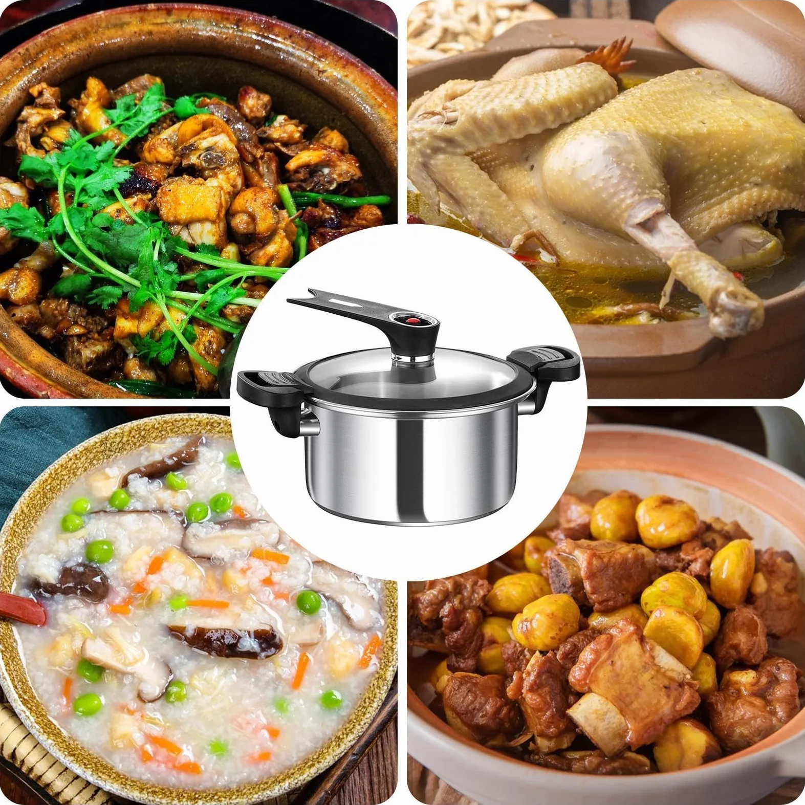Olla De Presión Para Cocina Cocedor al Vapor a Presión | Olla Arrocera de Cocción Lenta para Granos Sopa Arroz Cocina Hogar Comedor Restaurante