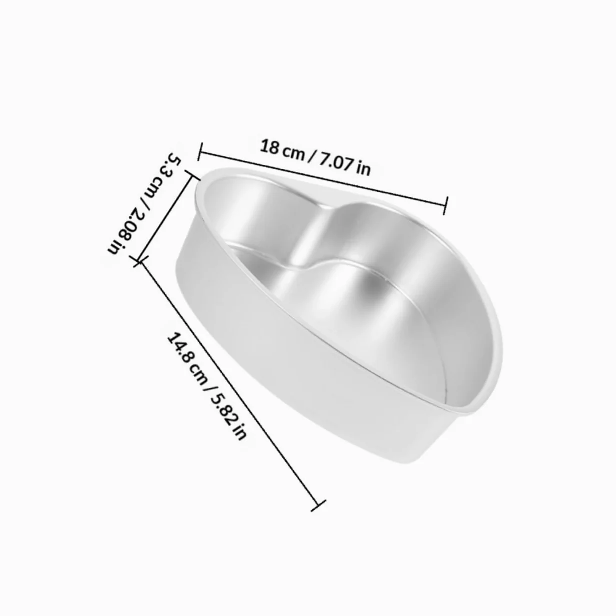 Amosfun Moldes para Hornear en Forma de Corazón de Aluminio 18 Cm con Fondo Desmontable 2 Piezas para Pasteles, Tartas y Brownies, Aptos para Horno y Eventos Obsequios
