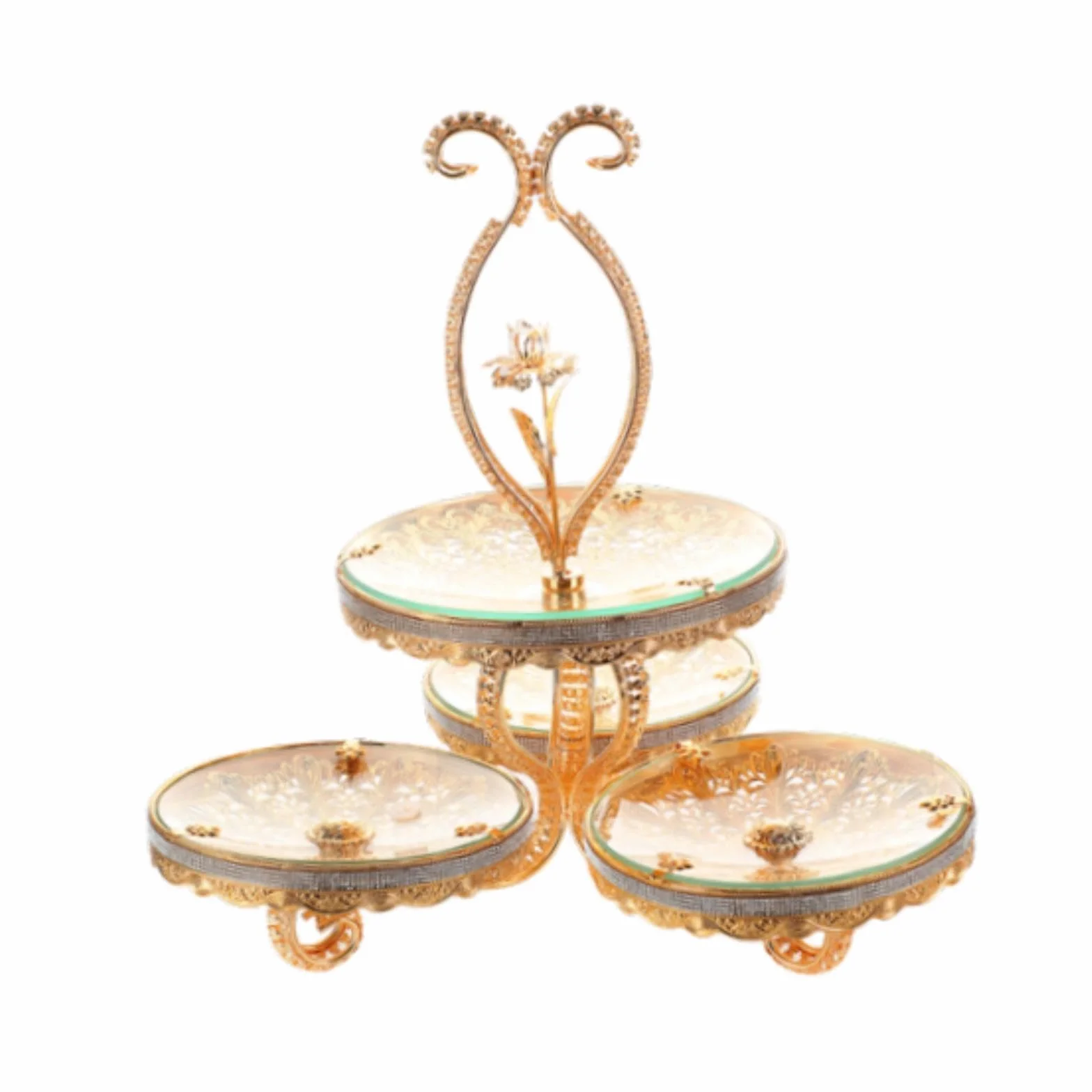 QOKLIYUI Exquisita Bandeja de Vidrio de Doble Capa para Servir Frutas. Elegante Expositor de Cupcakes para Fiestas. Diseñado para ser Resistente y práctico.