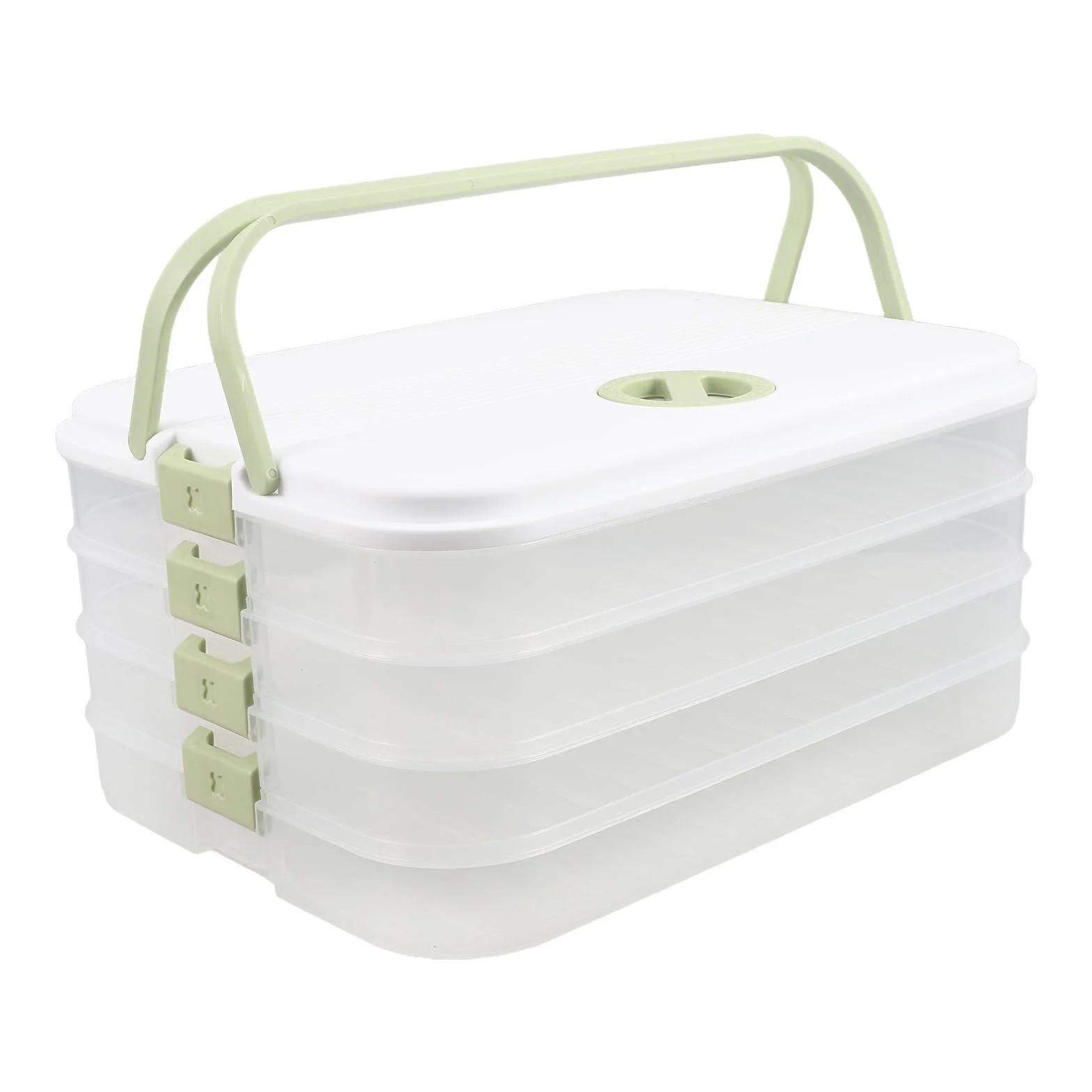 Recipiente rectangular para guardar empanadillas con 4 niveles - Caja rectangular para empanadillas, ideal para el frigorífico, como recipiente para aperitivos, queso, verduras y donuts, con