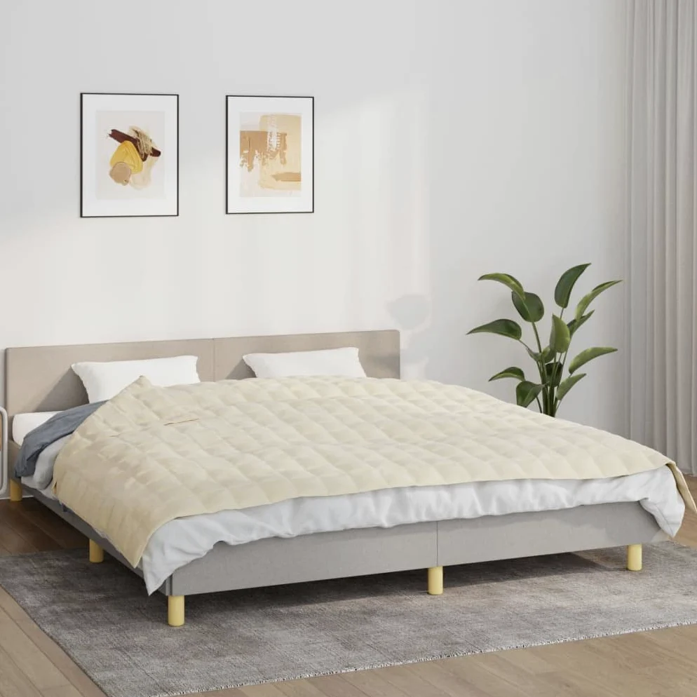 Homgoday Manta ponderada color crema claro 155 x 220 cm 11 kg tela, manta cálida y confortable, manta de alta calidad