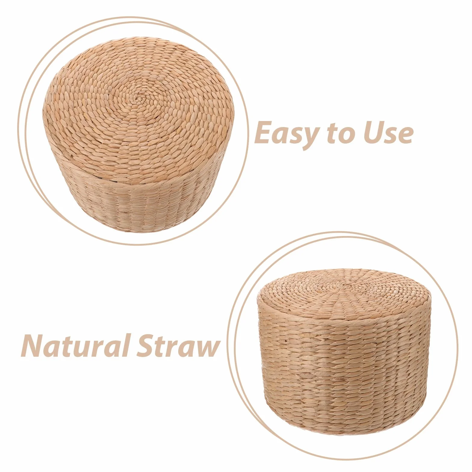STOBAZA Taburete Puff Yute Tejido Natural para Exterior y Jardín
