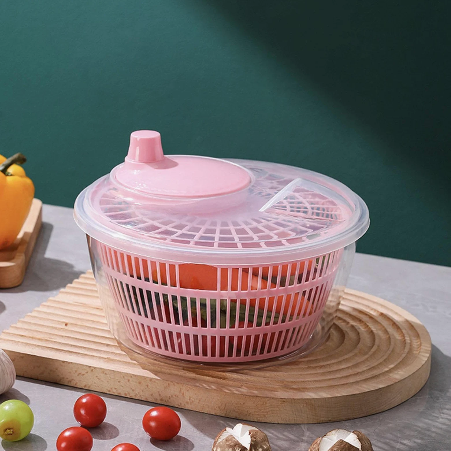 secador de verduras, Cesta for lavar verduras, fácil de usar(Pink)