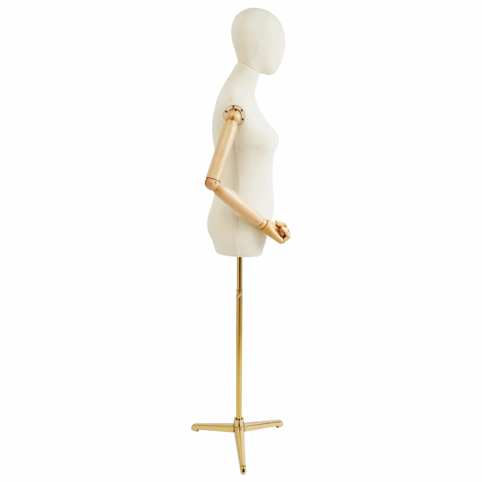 Maniquí femenino con pantalla de cuerpo de maniquí de altura ajustable con brazos flexibles (dorado, 157 cm - 215 cm)