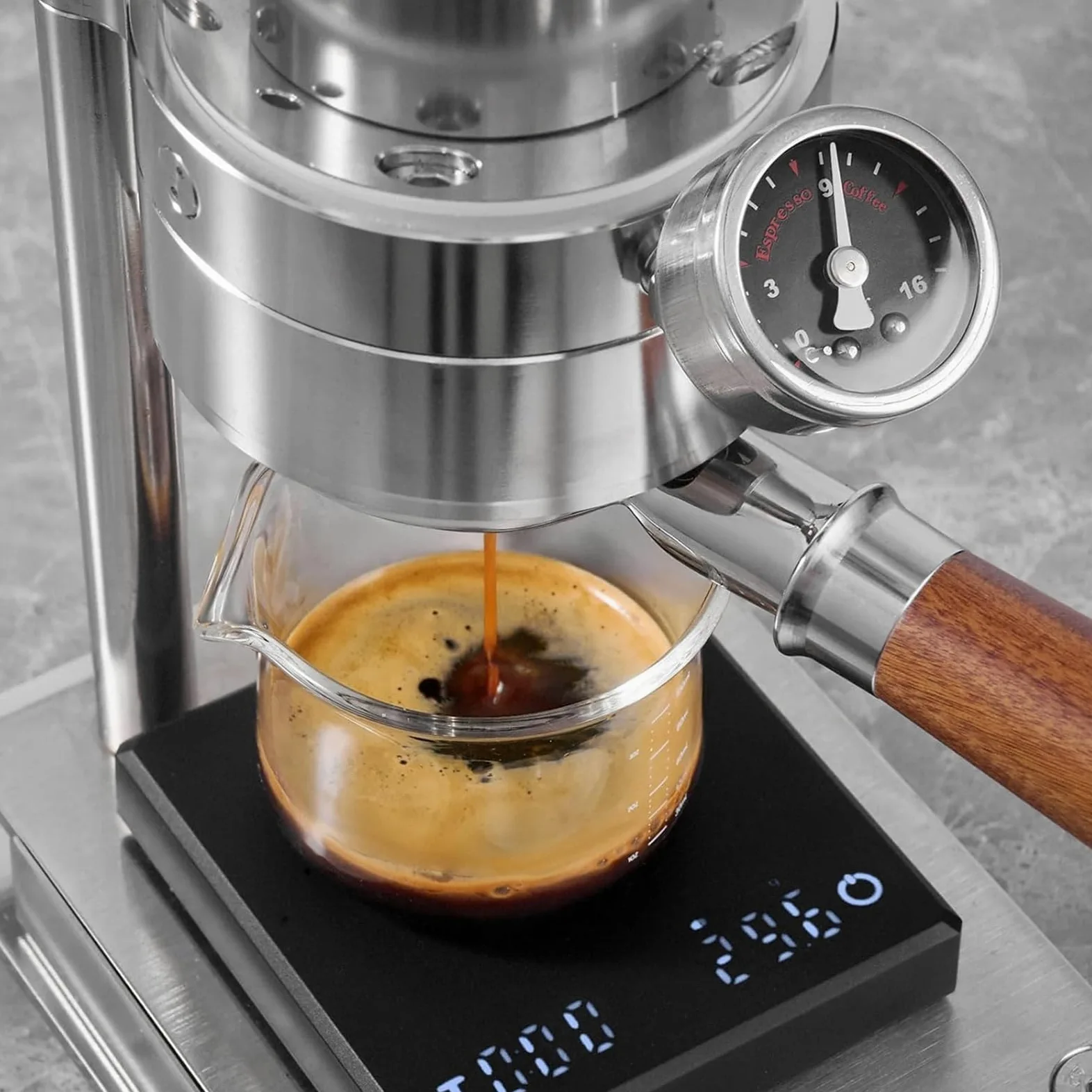 Cafetera manual, cafetera no eléctrica de acero inoxidable, presión de 1 a 16 bar, capacidad de 345 ml para uso doméstico y exterior