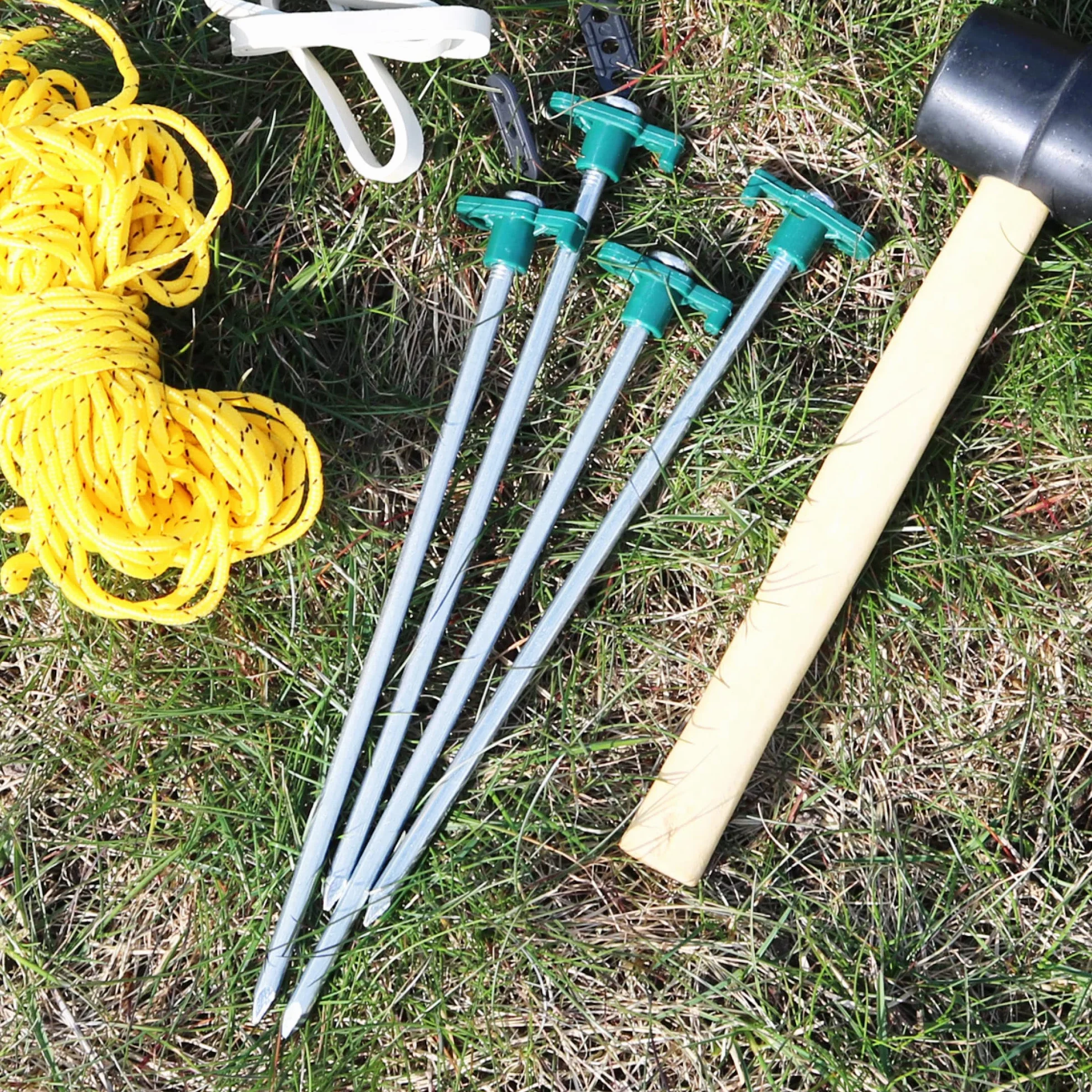 Piquetas de Acero para Carpa com-four 16x - Estacas Largas y Duraderas con Montaje de Plástico para Acampar
