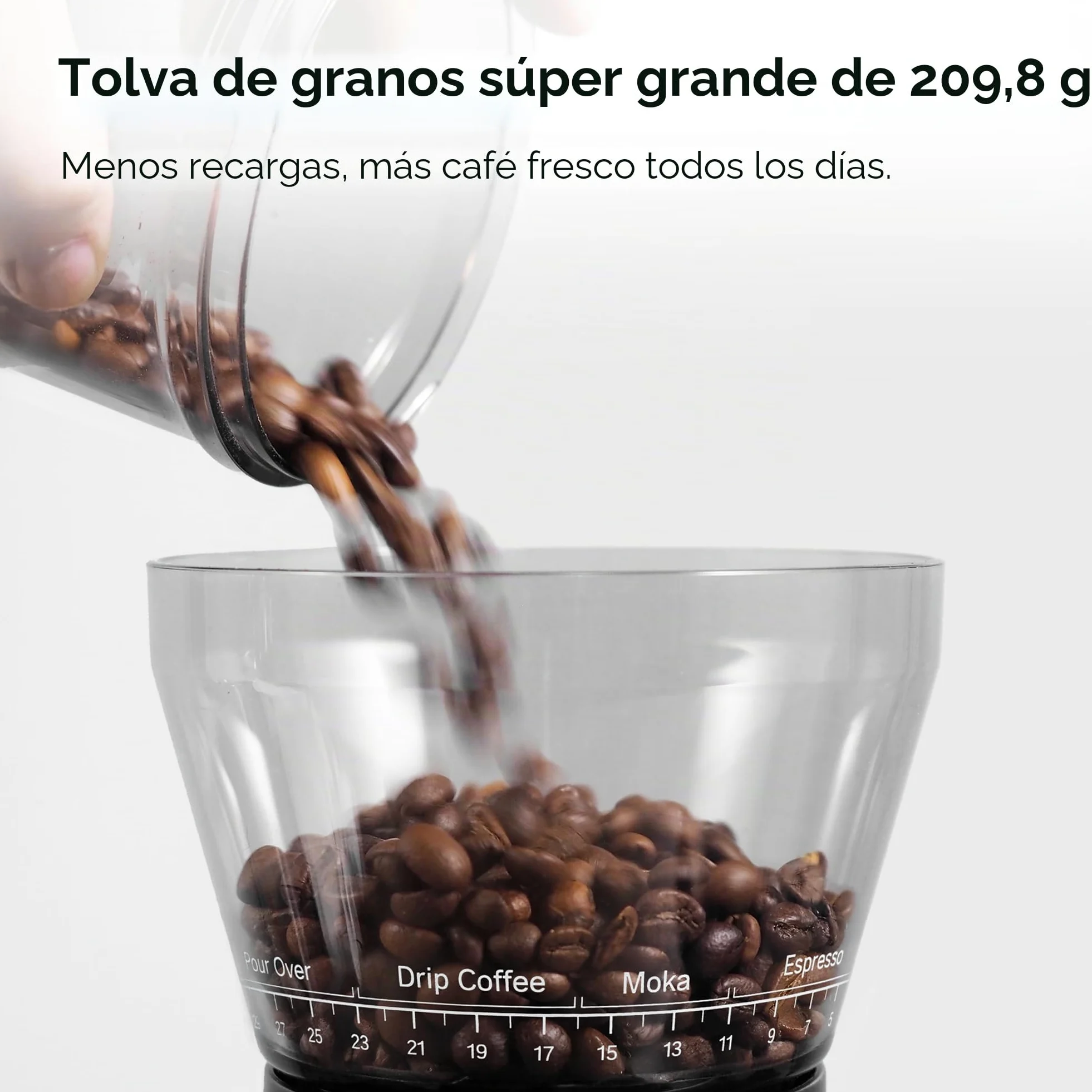 HIBREW G3 Molinillo de Café Eléctrico, Tolva de Gran Capacidad de 210g | Muelas Cónicas de 40 mm, 31 Niveles de Ajuste,Sistema Antiestático y Soplador Doble, para Espresso,Café Vertido y Café Filtro