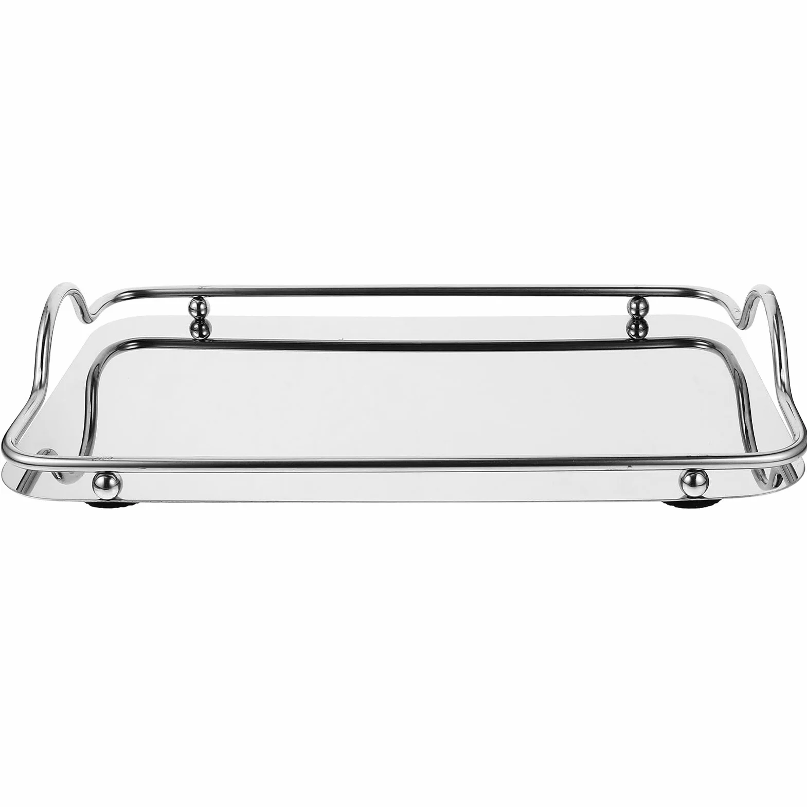 SEWACC Bandeja Rectangular de Acero Inoxidable Pequeña para Servir Asas Dobles Bandeja para Servir Comida y Café Versátil para Fiestas y Uso Doméstico
