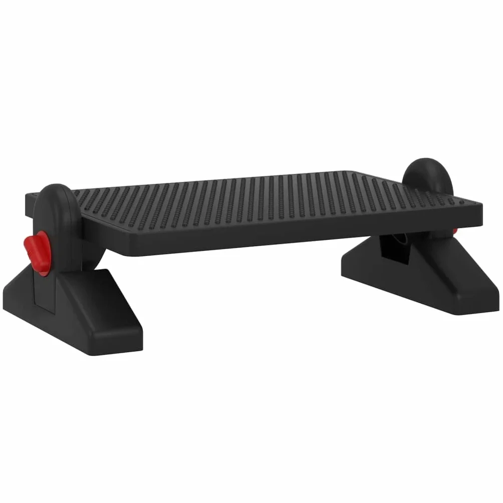Reposapiés negro 50 x 30,5 x 17 cm regulable en altura para oficina y hogar ergonómico, taburete acolchado HIPS duradero, reposapiés, reposapiés, plegable, cómodo
