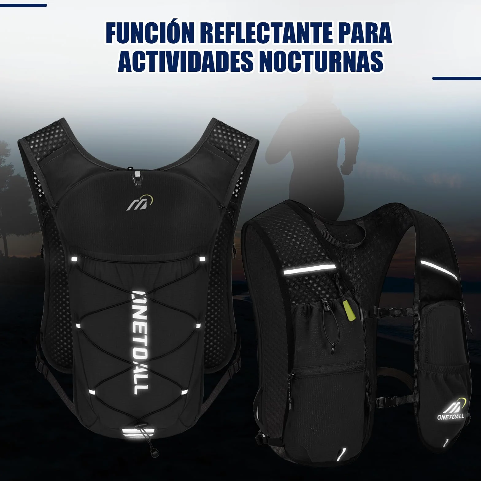 Chaleco Running Hombre Mujer Ligero Mochila Hidratacion Trail Running con Bolsa Agua 2L y Botella 500ml