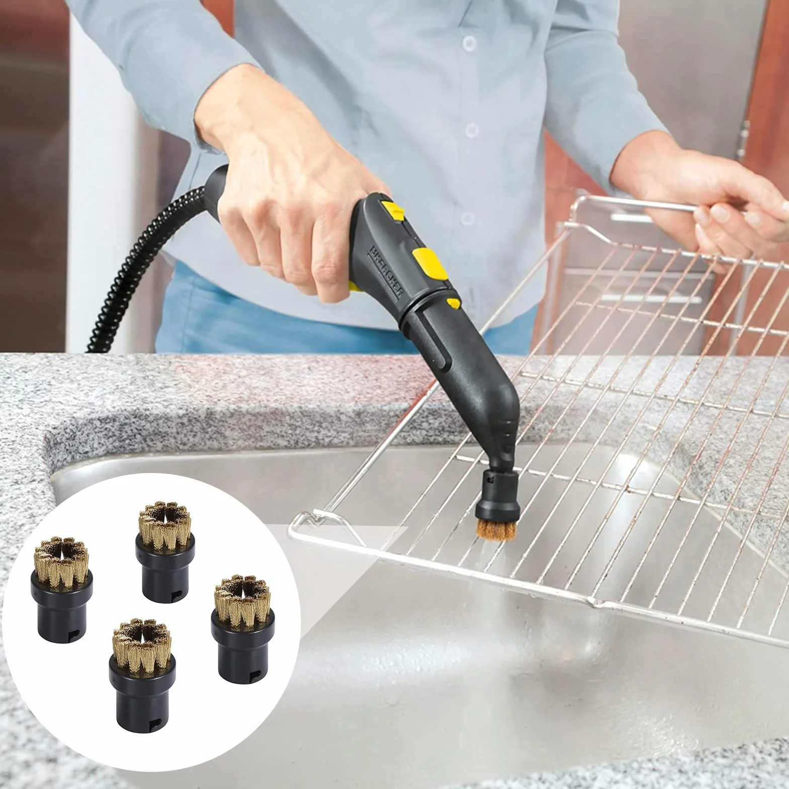 Limpieza a Vapor Accesorios, 4 Piezas Accesorios para limpiadores de Vapor Cepillo Redondo de limpieza a Vapor Boquillas Sustituibles para limpiadores de Vapor SC1 SC2 SC3 SC4 SC5 SC6 SC7