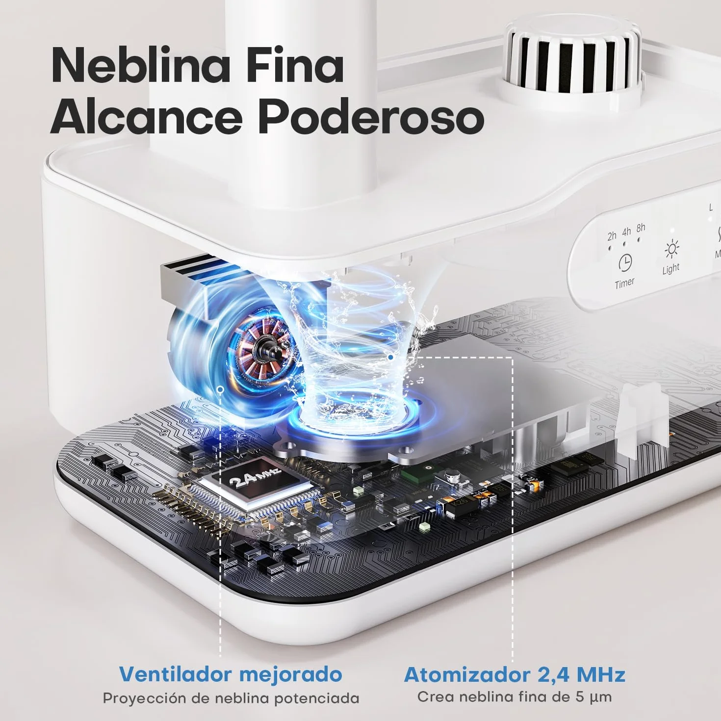 AROEVE Humidificador de Aire 5L Ultrasónico Top-Fill Niebla Fría 36H 25dB Silencioso