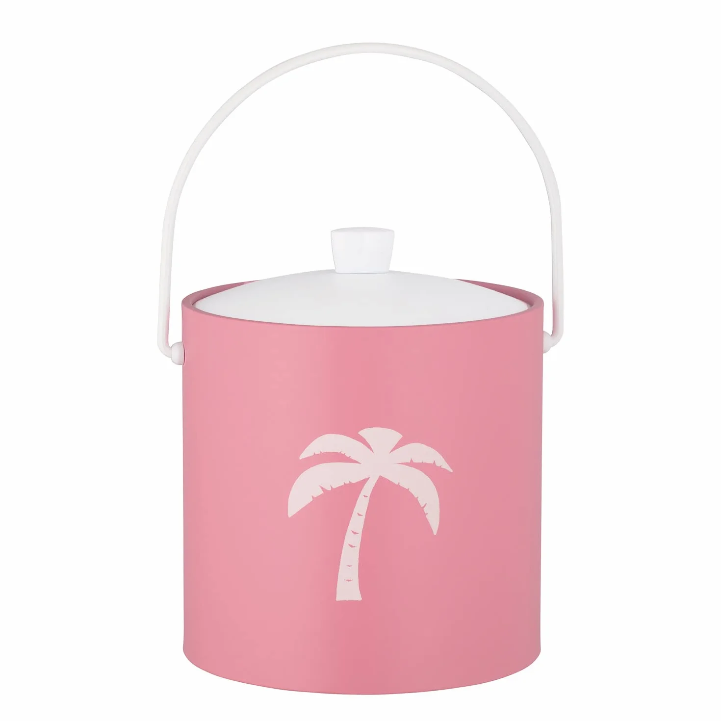 Kraftware Pastimes Collection 3qt Ice Bucket, Palm Tree, Pink Cubo de Hielo de 3 Cuartos, Piel sintética, Rosa