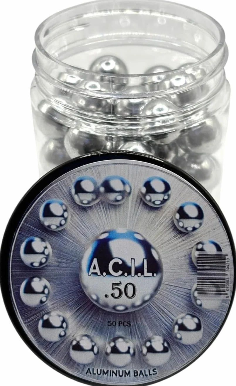 Bolas de aluminio 50 calibres, bolas de pintura sólidas sin costuras para alto impacto, entrenamiento, práctica y defensa (50 unidades)