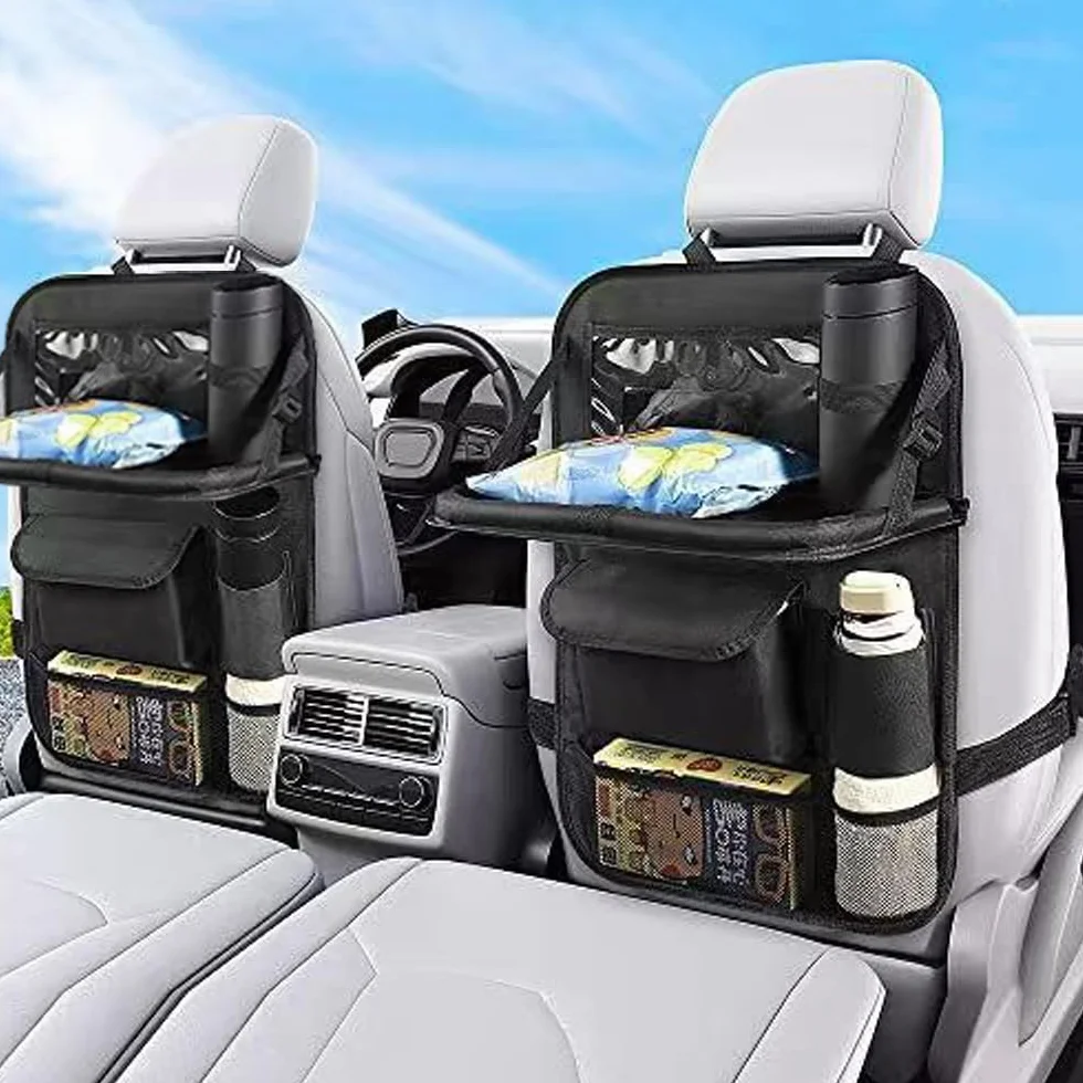 2Pcs Organizador De Asiento De Coche, Almacenamiento De Asiento De Automóvil Con Soporte De Mesa De Comedor Plegable, Organizador Para Coche Para Juguetes, Aperitivos, Artículos Básicos De Viaje, Etc