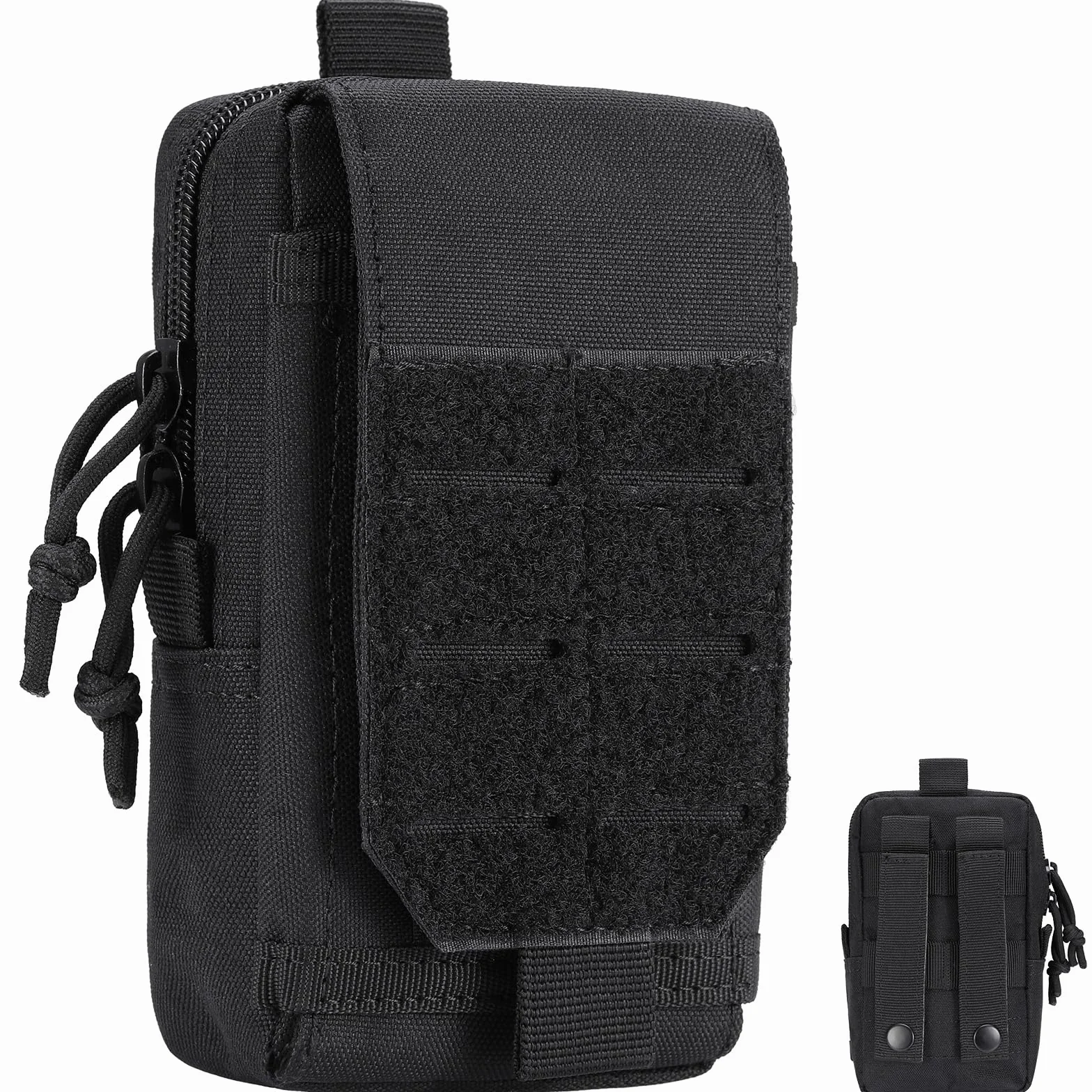 Bolsa Cintura Tactica Hombre Molle Pouch EDC Riñonera Cremallera Multifuncional Senderismo Camping Viajes Ciclismo Negro