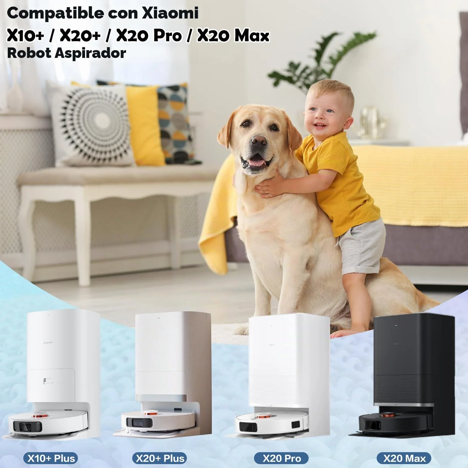 8 Mopas de Fregado para Dreame L10s Ultra Gen 3/Gen 2/L10/L20/X40/X50/L40/AE/L50/L50S/L40S Pro Ultra/Complete, Mova E30/E40/P50/V50 Ultra Robot Aspirador, Recambios Reutilizable y Lavable