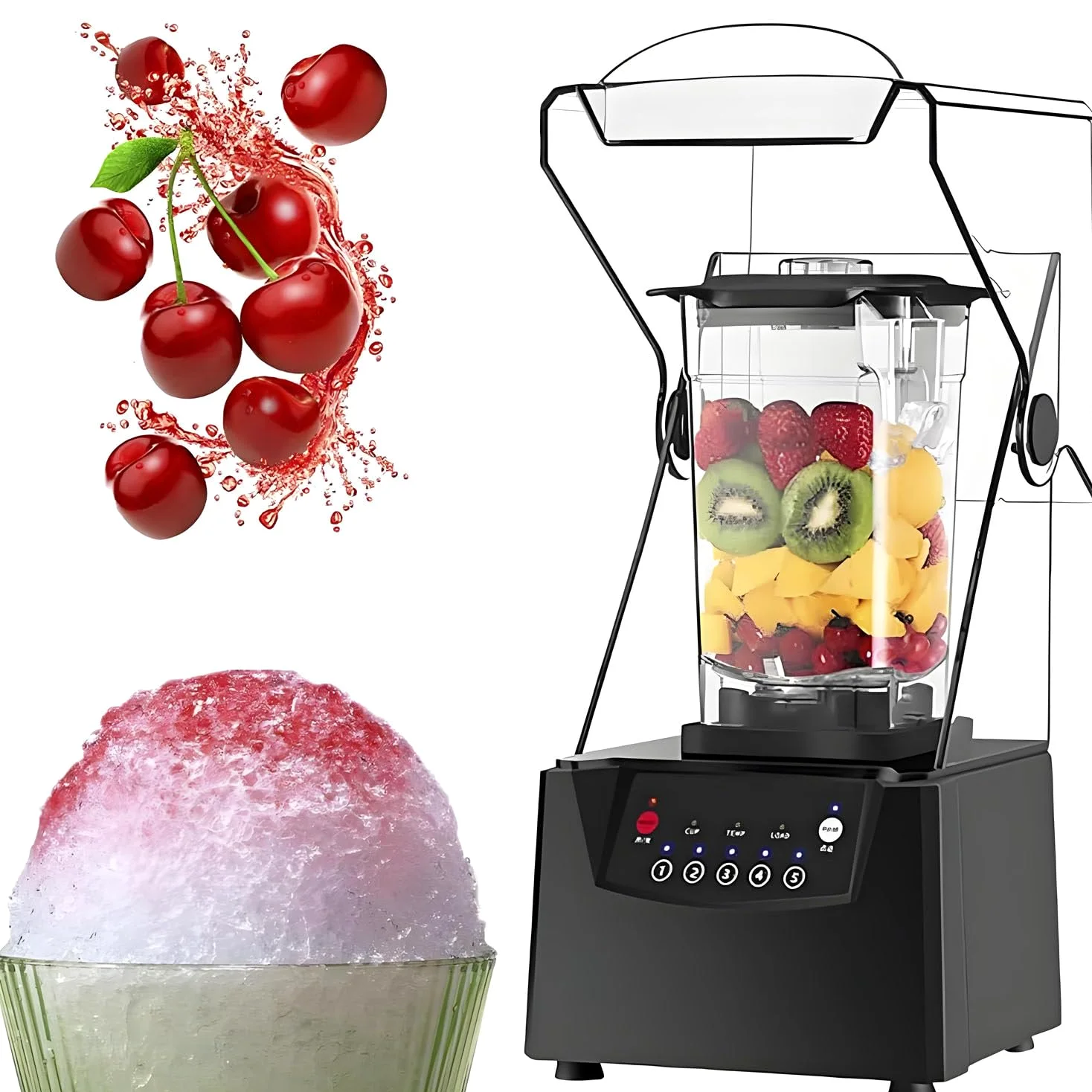 Potente batidora para Batidos, batidora al vacío de 2200 W, 5 velocidades, autolimpieza, batidora de Alta Velocidad de 17000 RPM, Ideal para triturar Hielo, Preparar Batidos y Smoothies. 220V